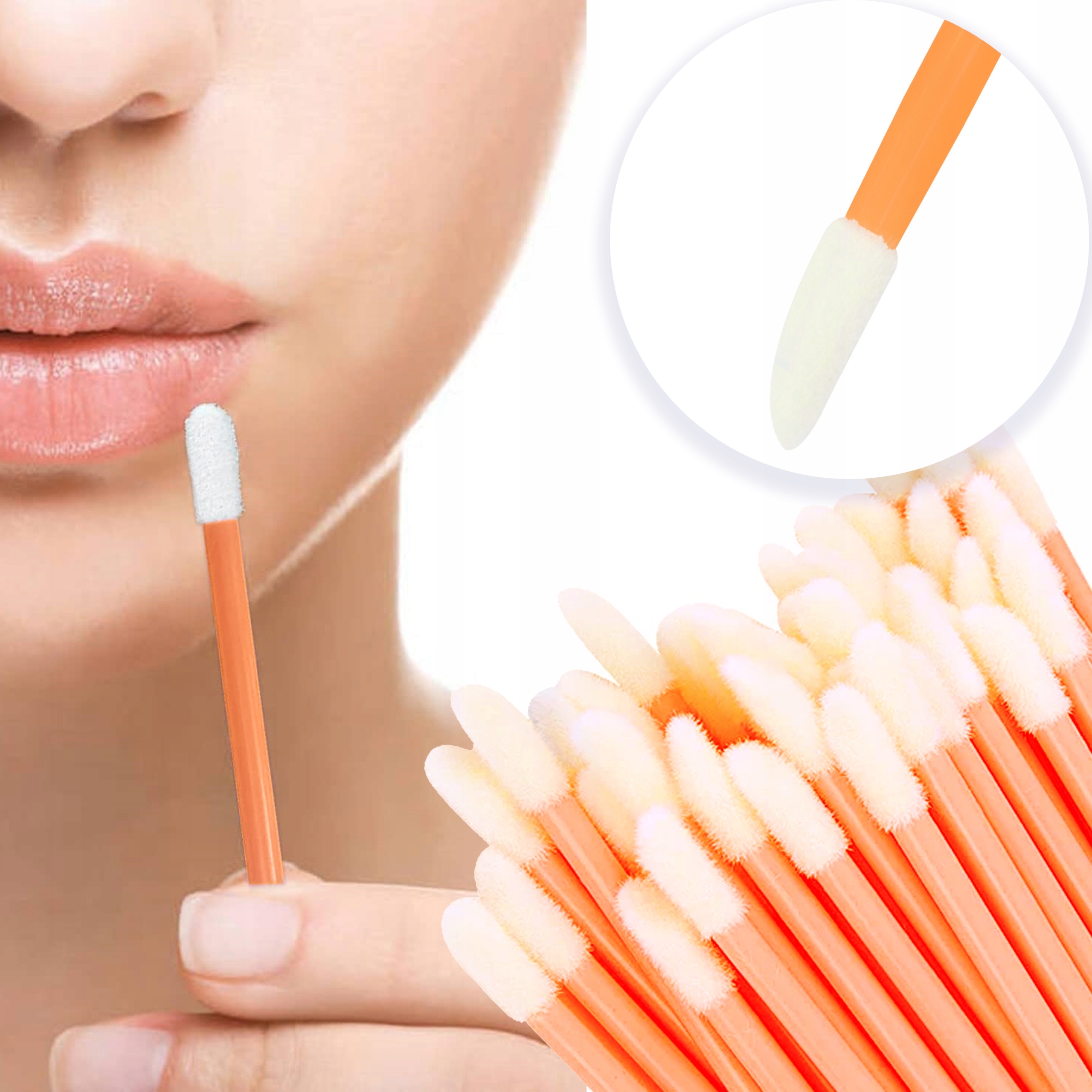 APLIKATORY WELUROWE DO RZĘS UST POMADEK POMARAŃCZOWE 50 szt