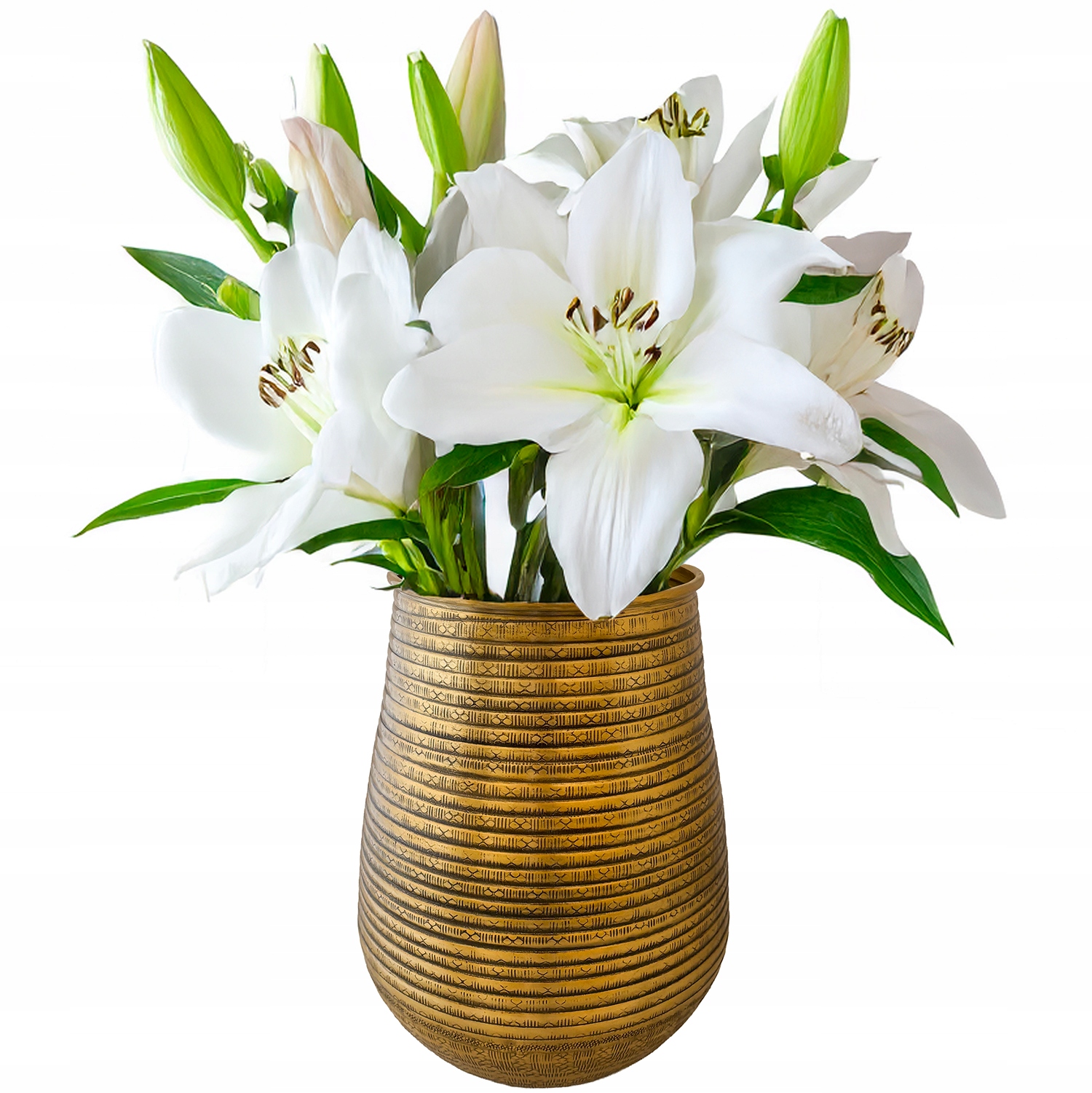 Velká Zlatá Kovová Váza Na Květiny Kytice 21 cm loft těžká do obývacího pokoje