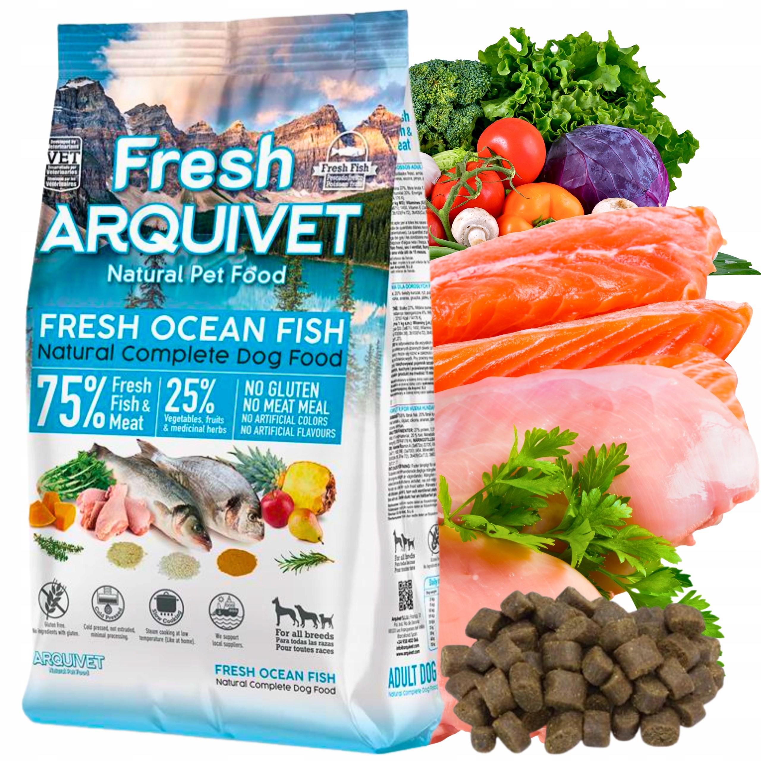 Levně Krmivo pro psa Polovlhké Ryba Oceánská a kuřecí Arquivet Fresh 10 kg