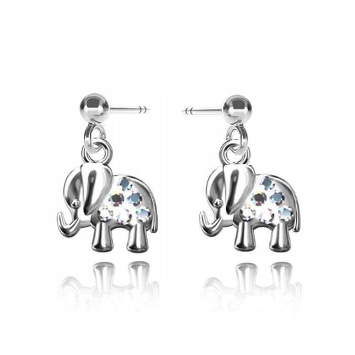 

Srebrne Kolczyki Sztyft Słonik Swarovski srebro925