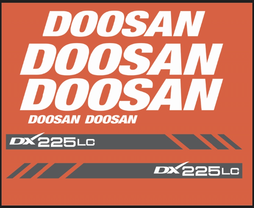 nálepka, logo na kapotě bagr Doosan DX 225LC