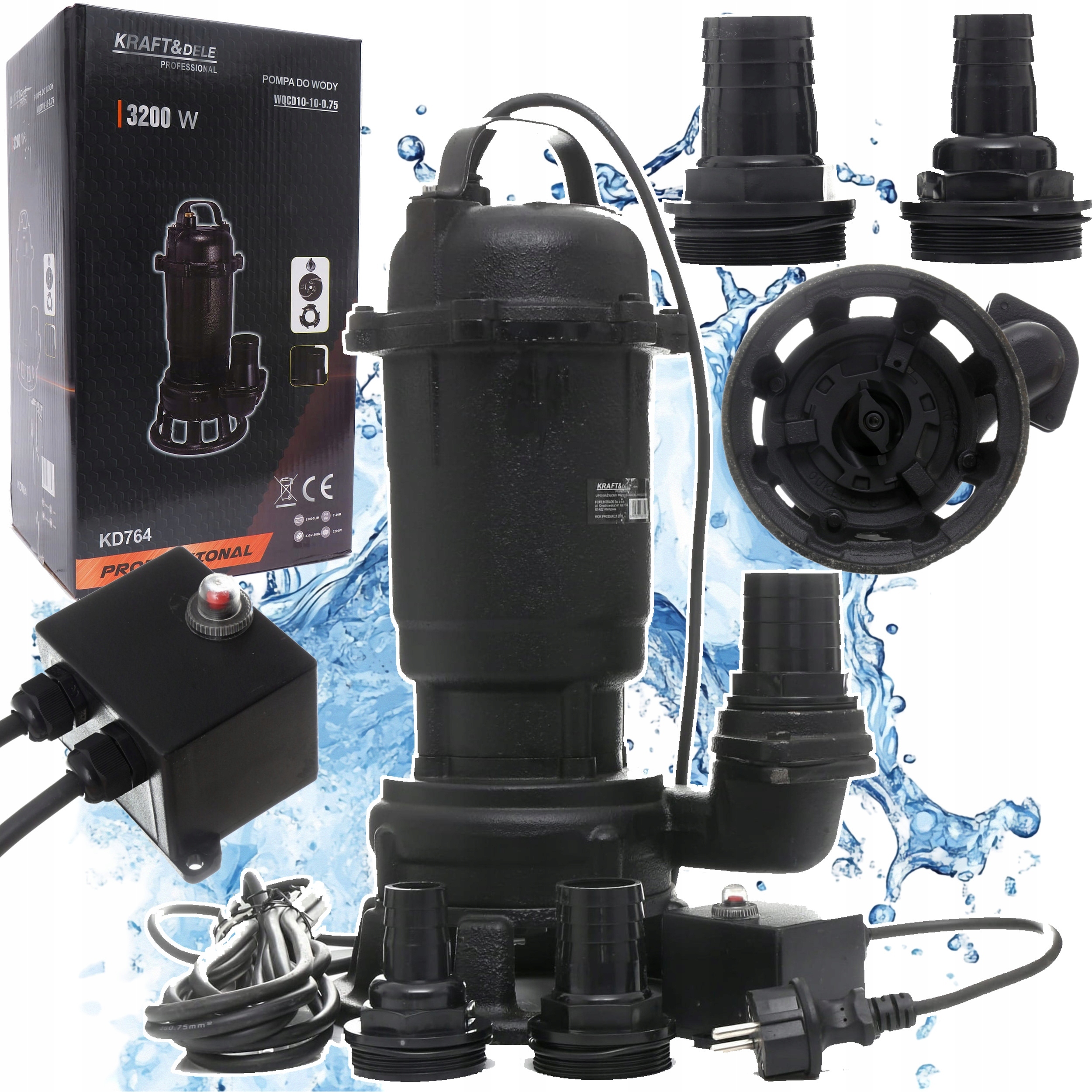 Ponorná Pumpa Na Vodu S Drvičom 3200 W Redukcia 1/2 1", 2" 25000 l/h