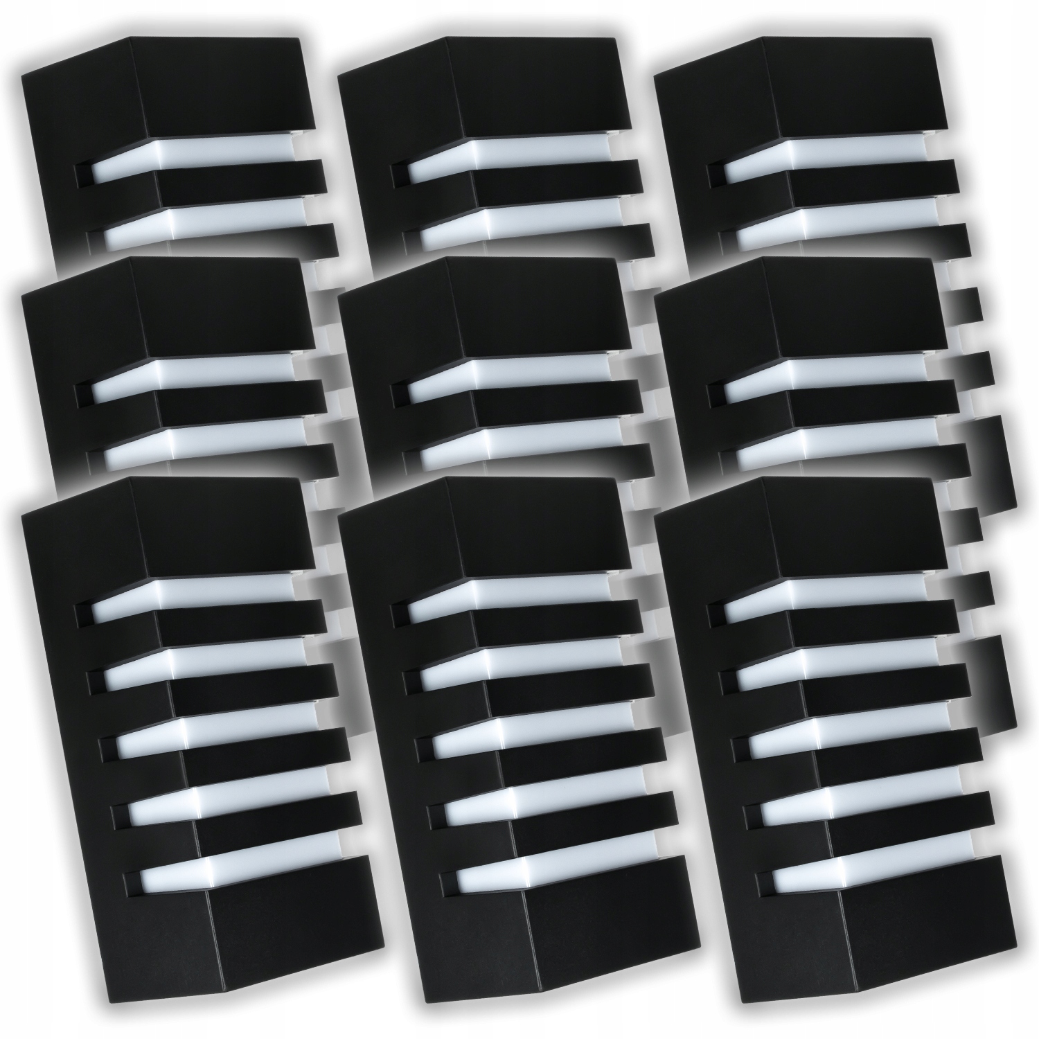 9x Černá Nástěnná Zahradní Fasádní Lampa IP55 Voděodolná Matná