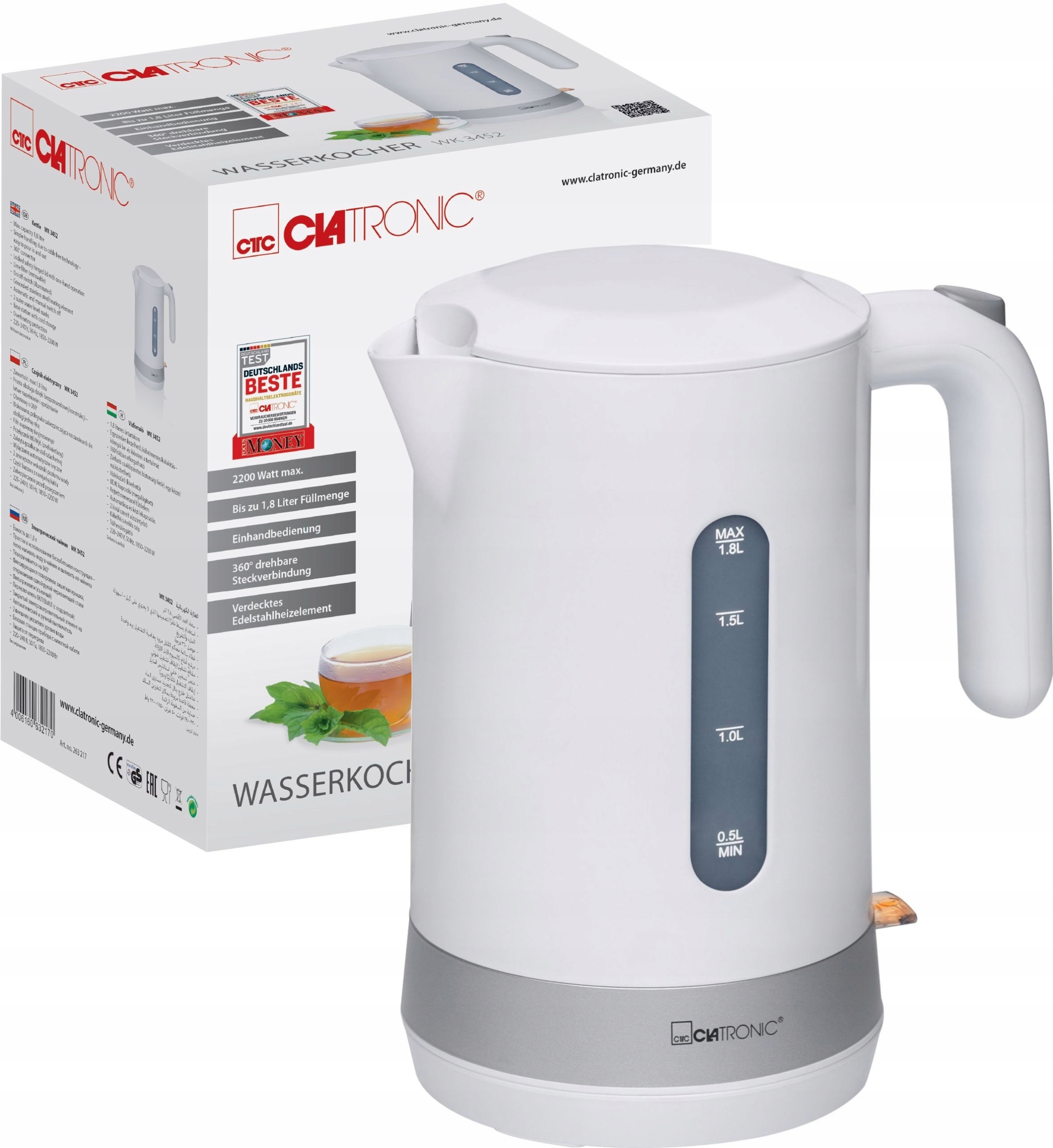 

Czajnik Elektryczny Bezprzewodowy 1,8L Clatronic W