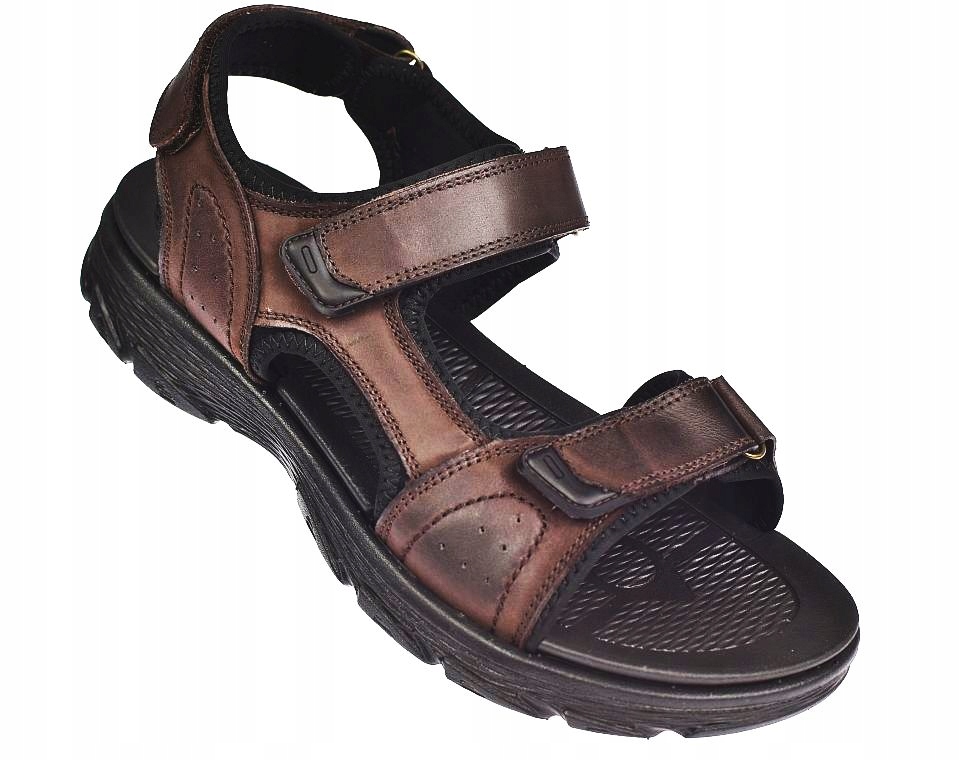 Pánské kožené sandály na suchý zip 114/24 Cf s voděodolnou vložkou vel 41