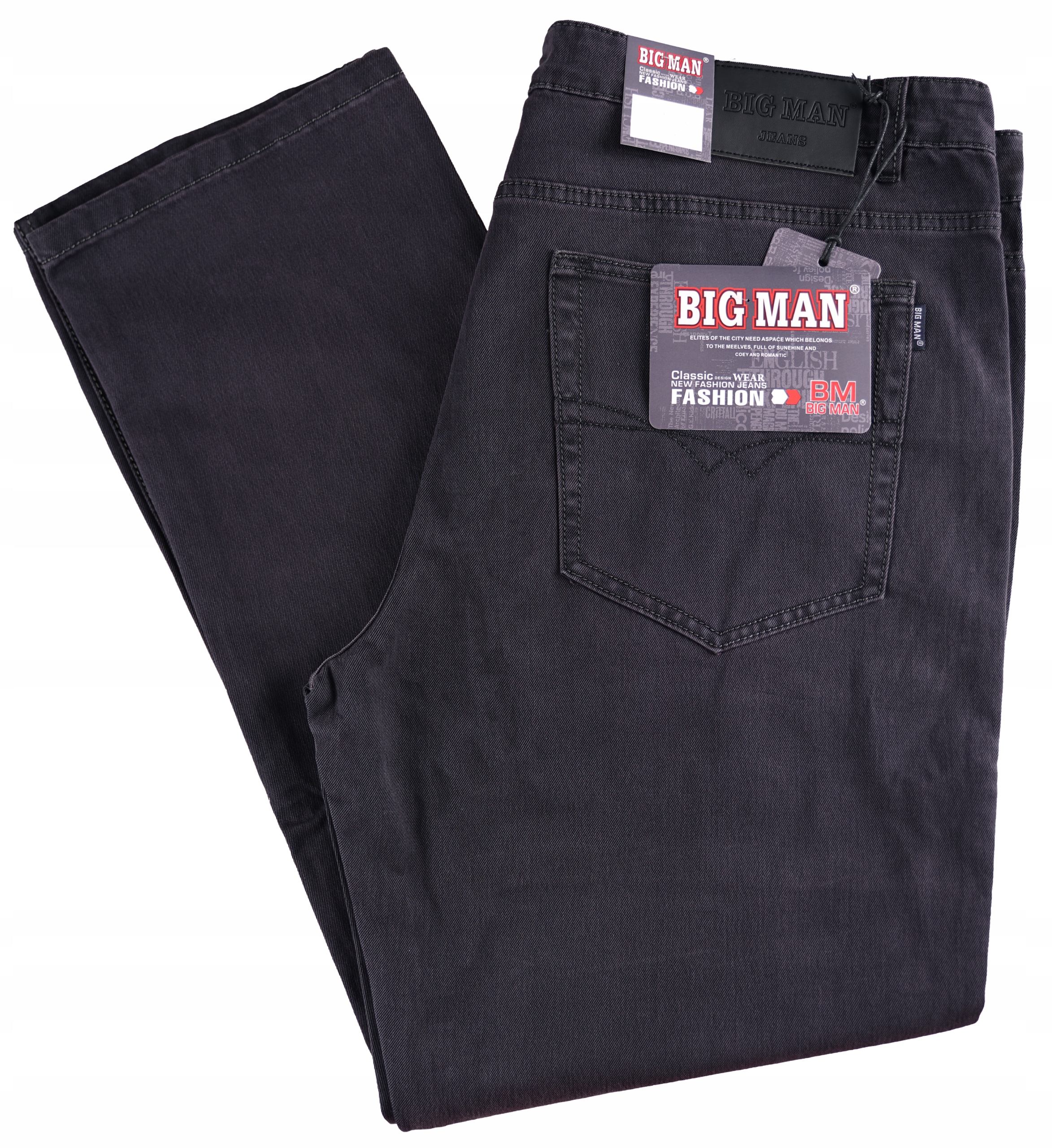 Spodnie Męskie Bawełniane Szare Grafitowe Ciemne Jeansy Klasyczne W45 L32