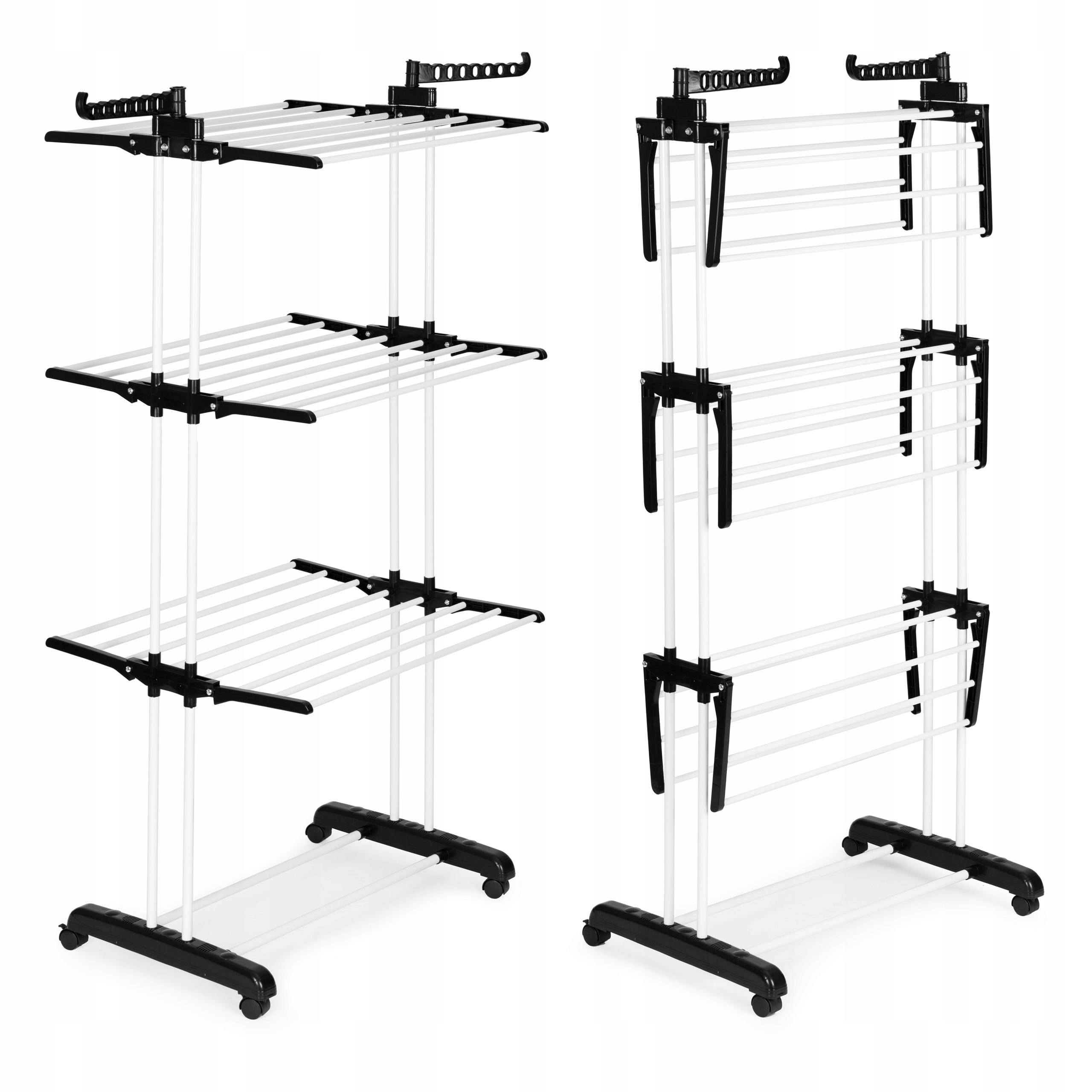 Levně Skládací sušák na prádlo s kolečky, 171 × 50 × 73 cm, bílý