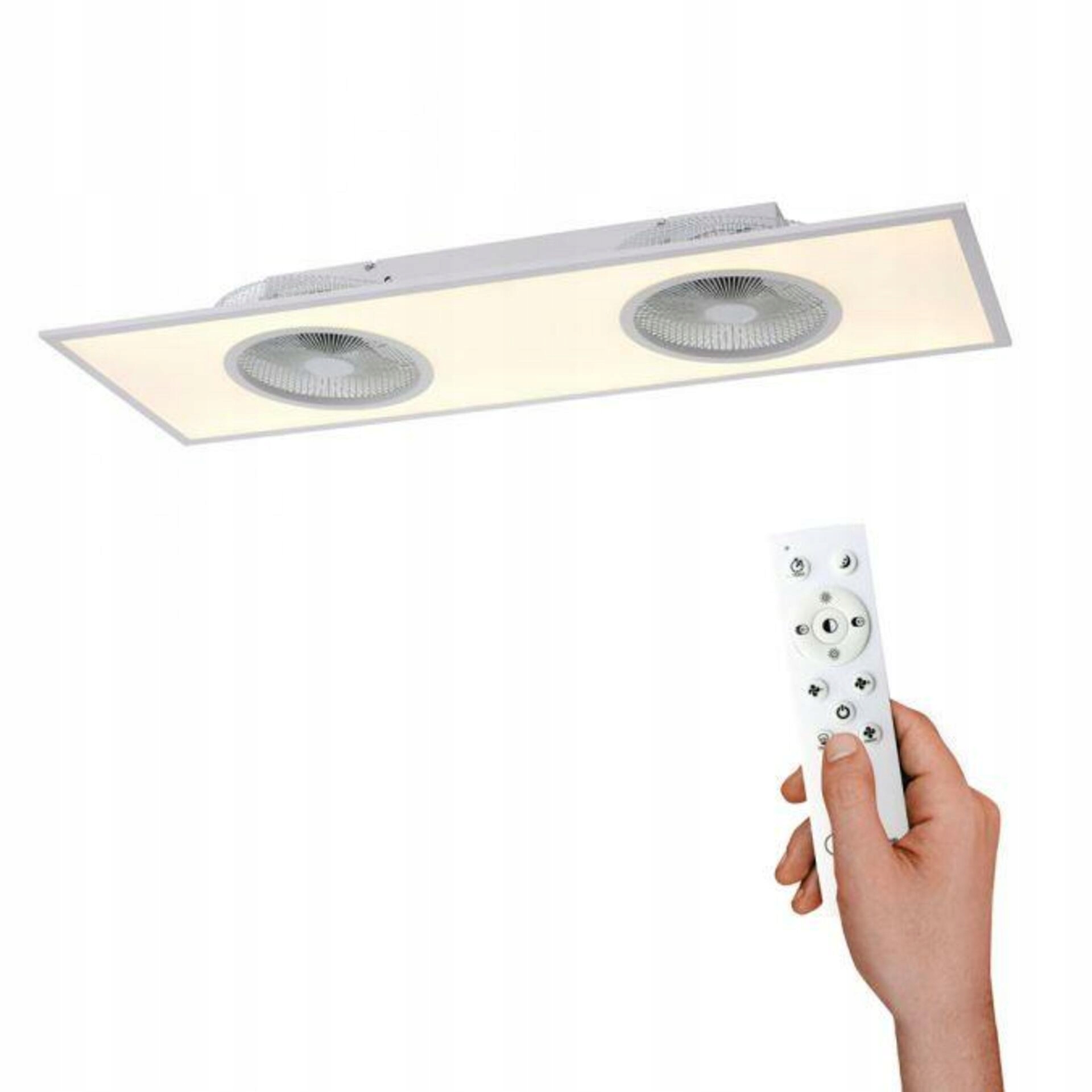 Led stropné svietidlo s dvojitým ventilátorom, biele, diaľkové ovládanie, 2700-