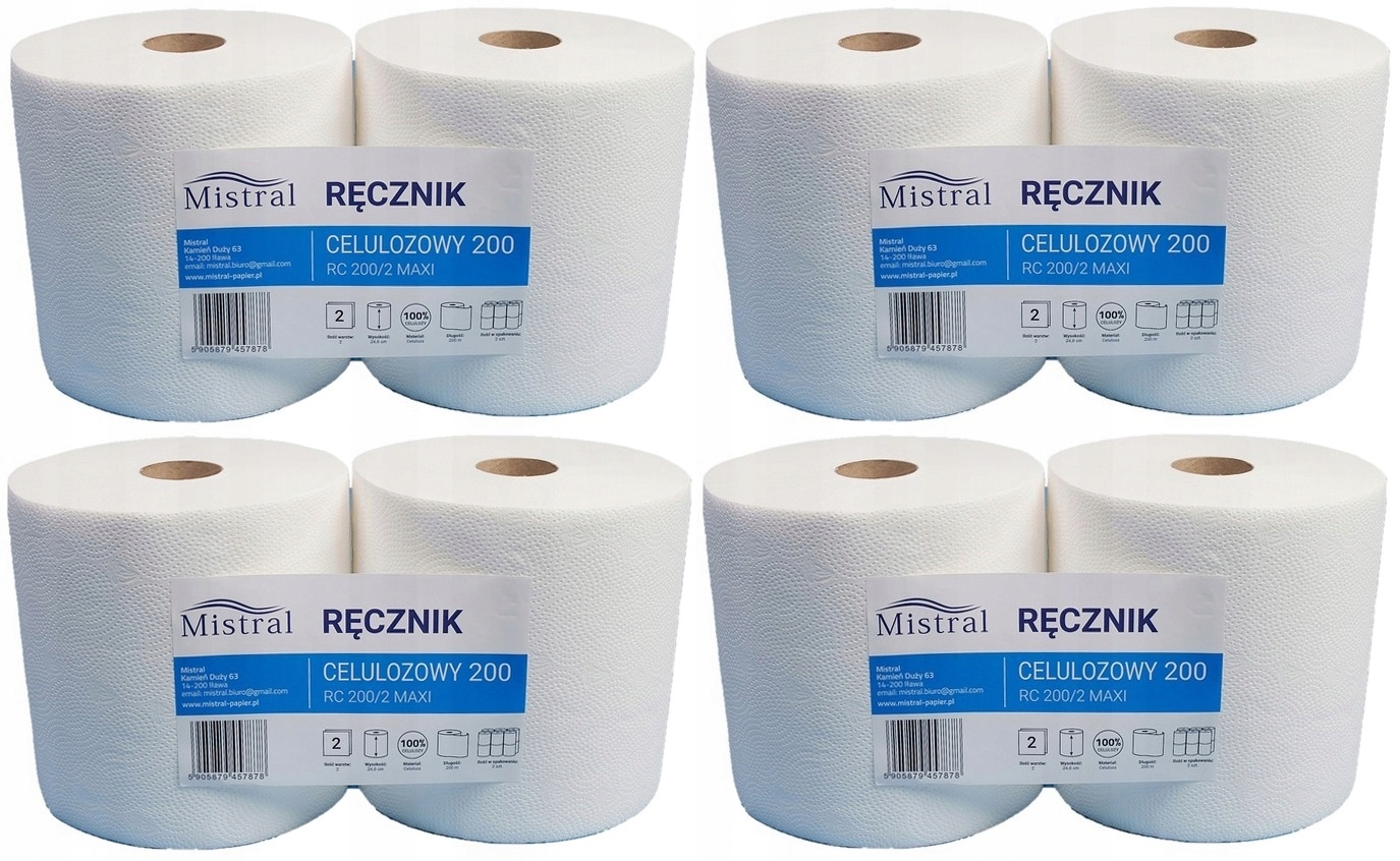 RĘCZNIK PAPIER CZYŚCIWO CELULOZOWE 8X200M CHŁONNE
