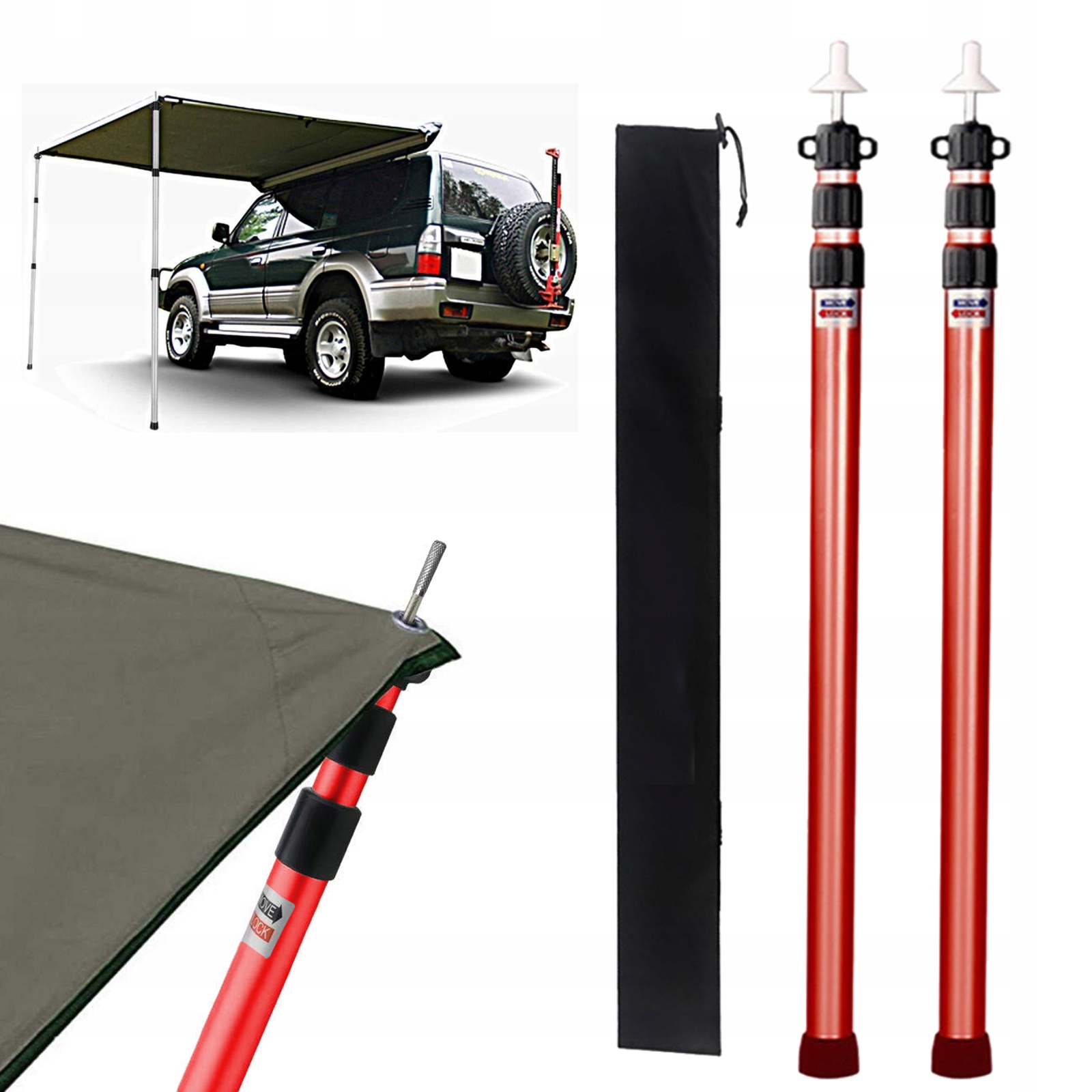 2 X Nastavitelné Stanové Tyče Ze Slitiny Hliníku 90-230 CM