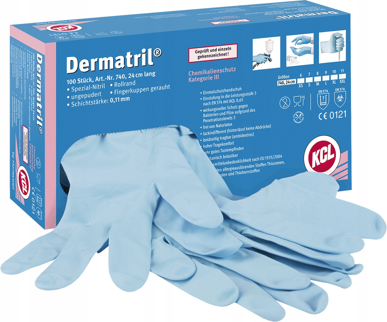 Nitrilové rukavice KCL-DERMA740 vel. 10- XL 100 ks