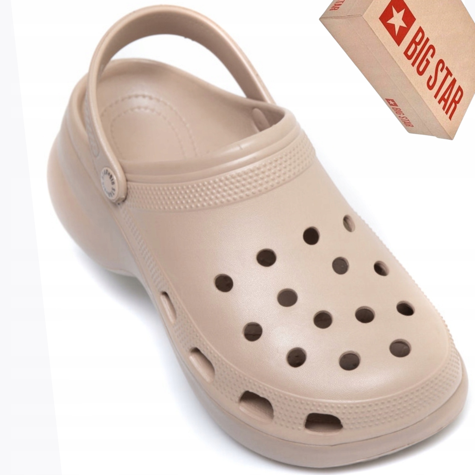 Big Star RR274A121 damskie klapki piankowe beżowe 4 cm platforma