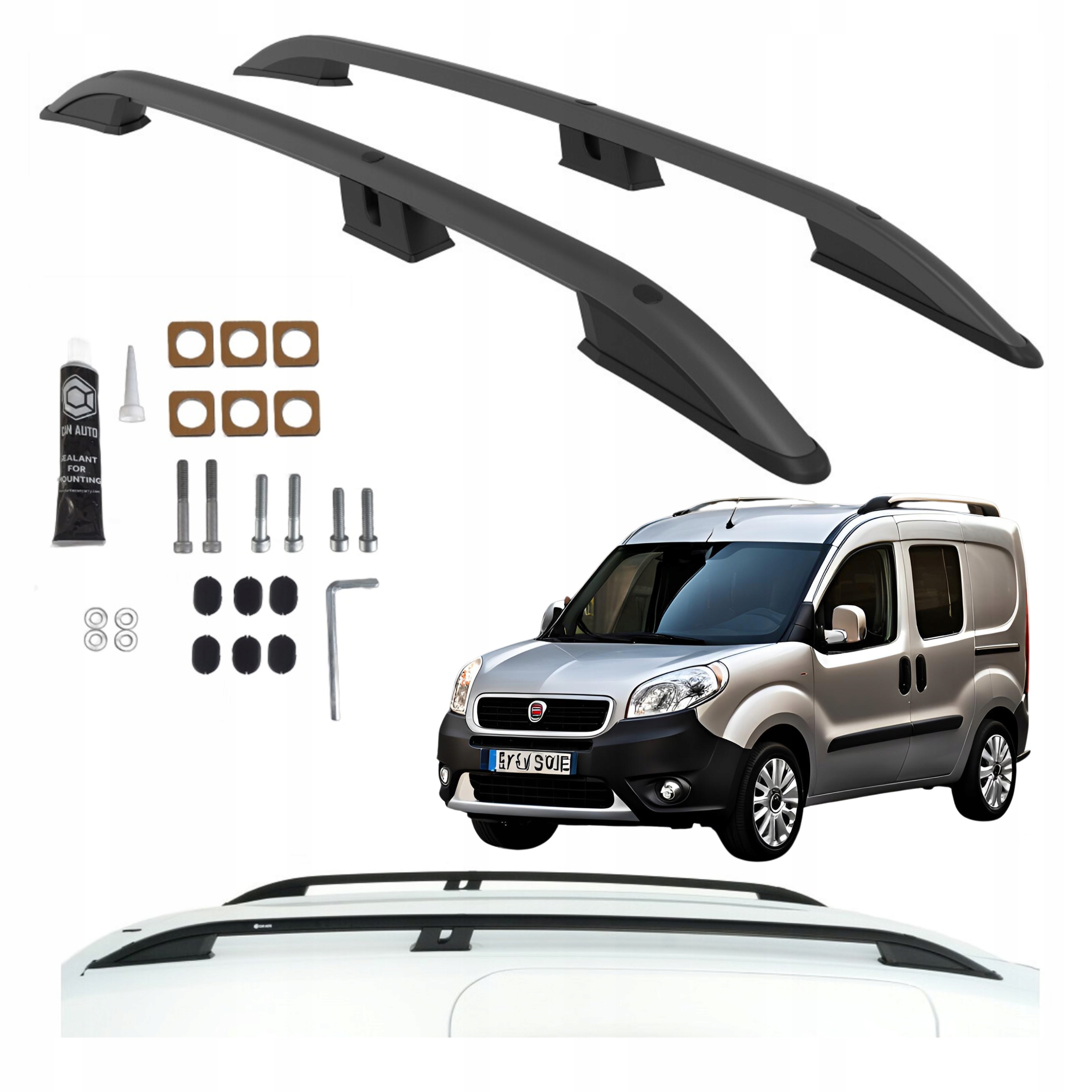 Střešní nosiče Fiat Doblo Od 2010-2022 L1 Krátké Short Černé