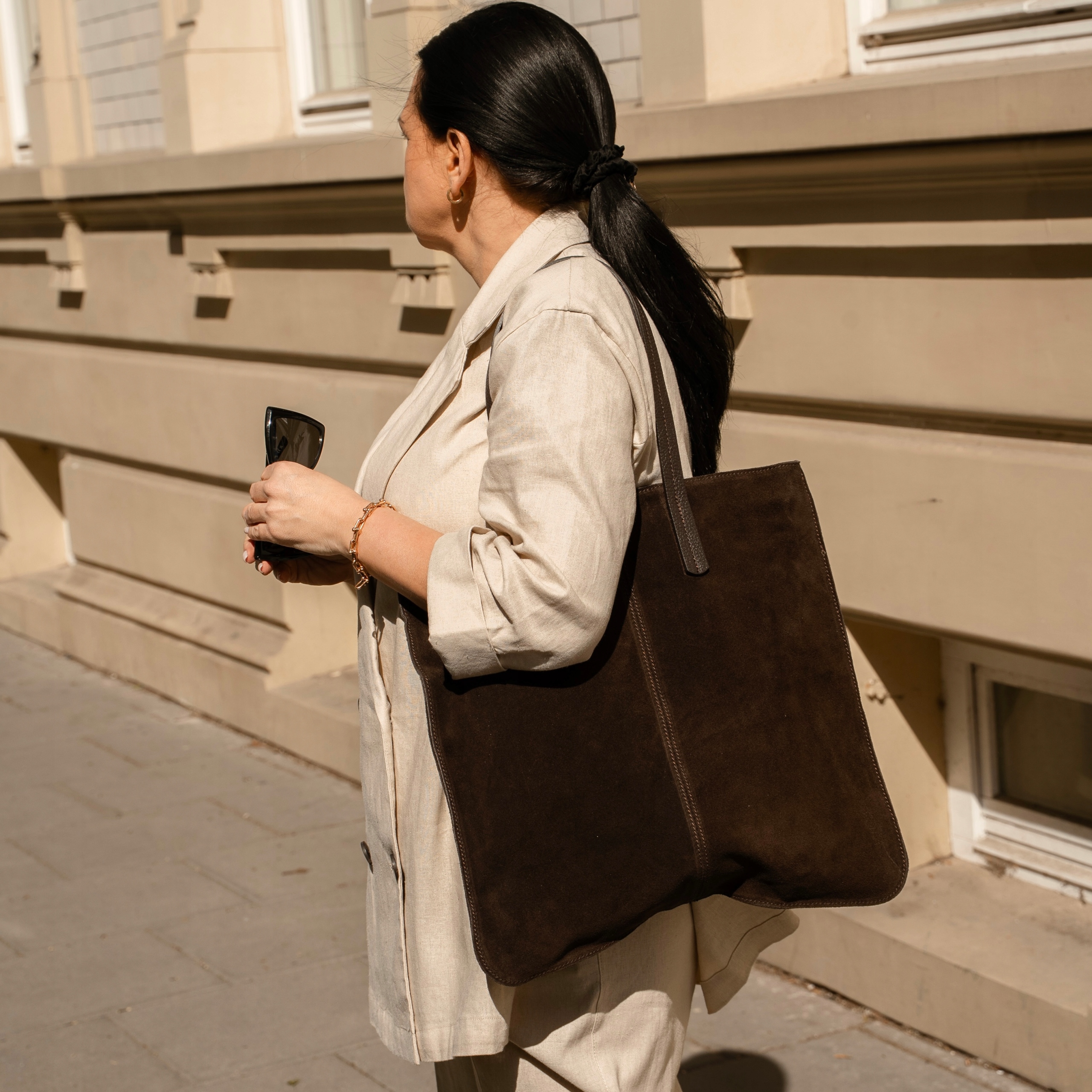 Dámská shopper kabelka, semišová Bona-M Espresso