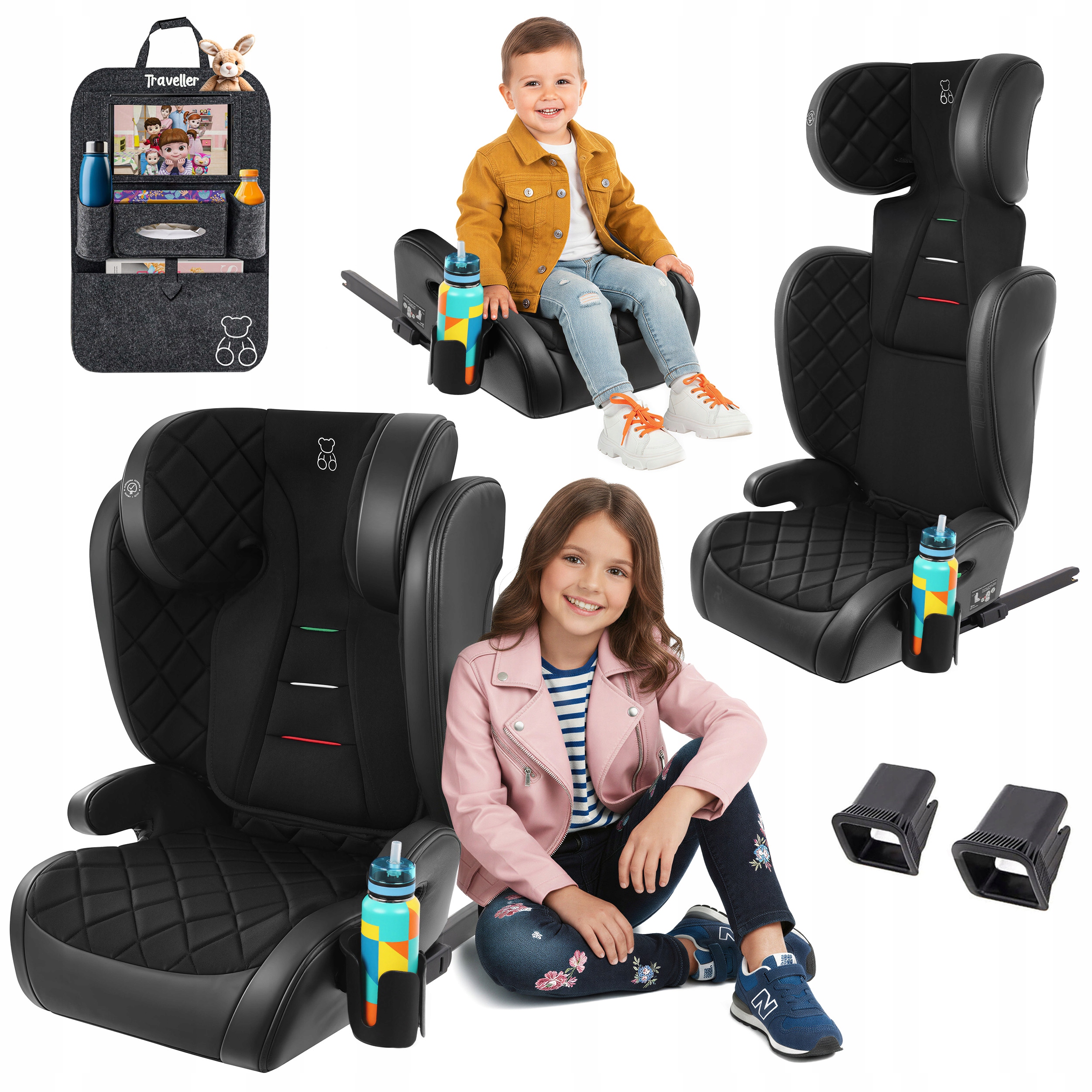 Fotelik Samochodowy 15-36kg Podstawka 2w1 Isofix Duży i-Size Organizer