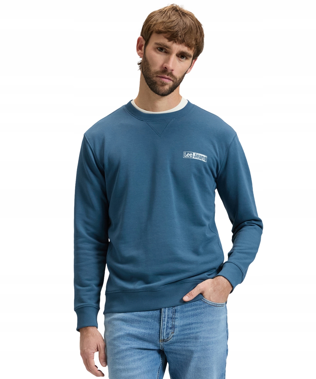 Mikina Lee Small Logo Crew Sws 112378759 Orion Blue L