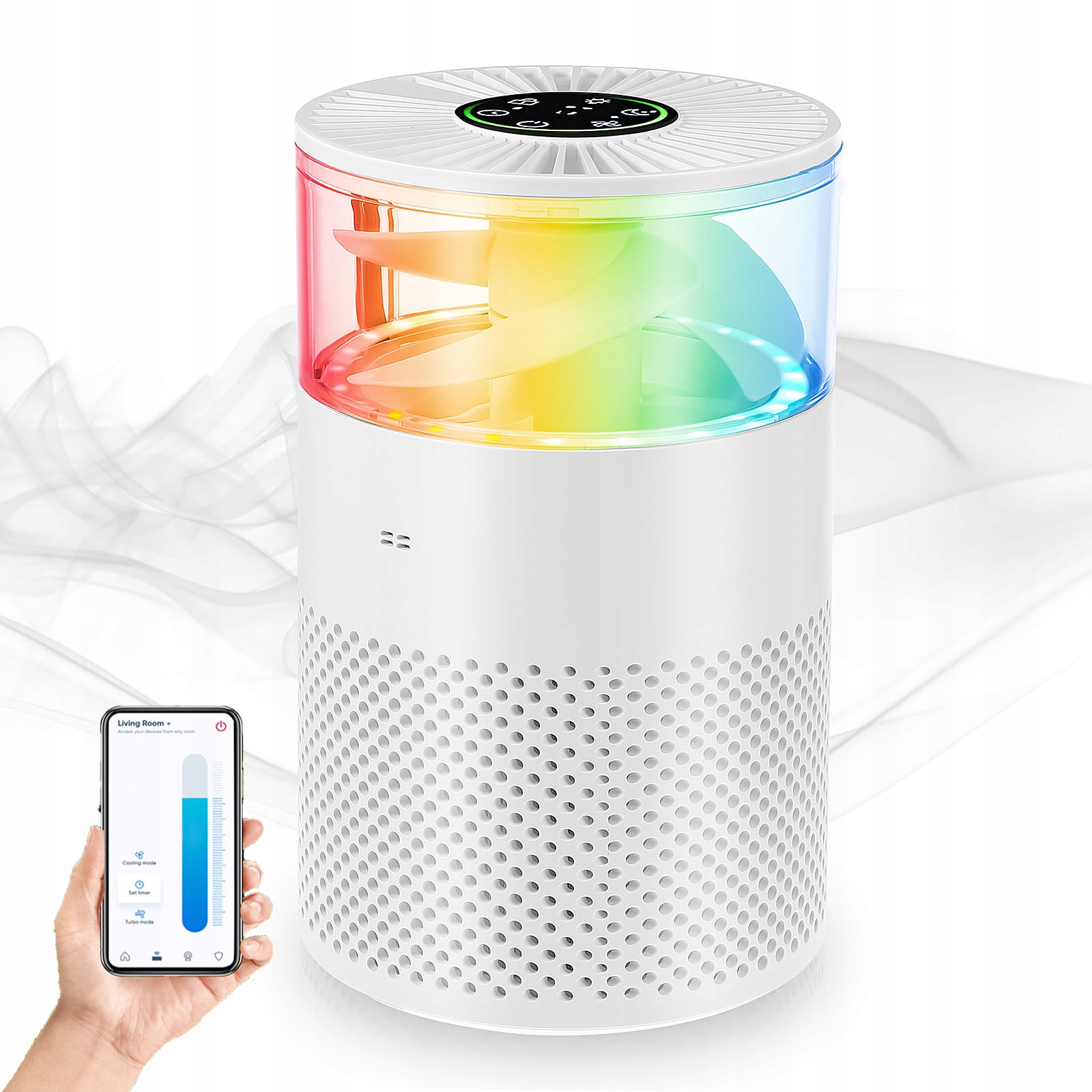 Oczyszczacz powietrza do domu Alergie z lampką nocną wifi auto 22db 50 m2-150m2