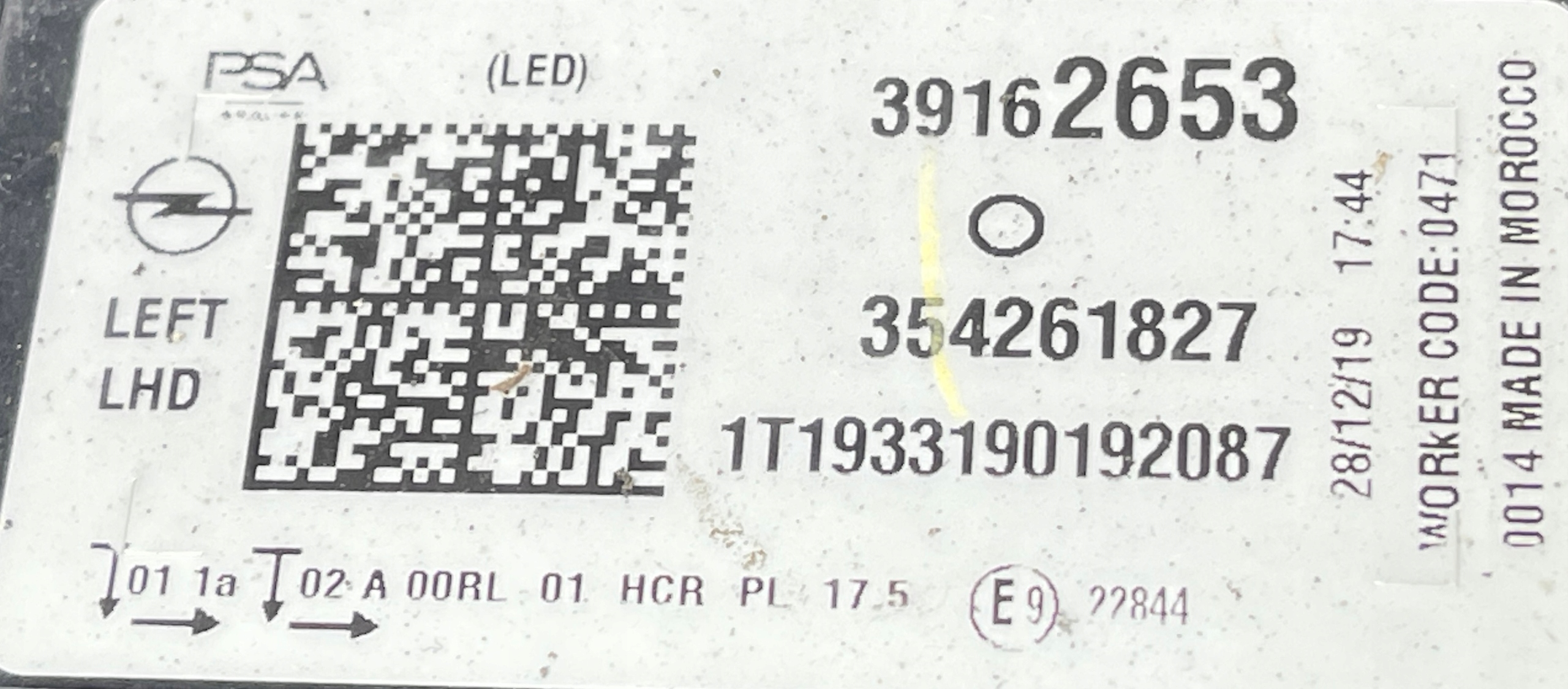 OPEL CORSA F control unit module LED JEZ left