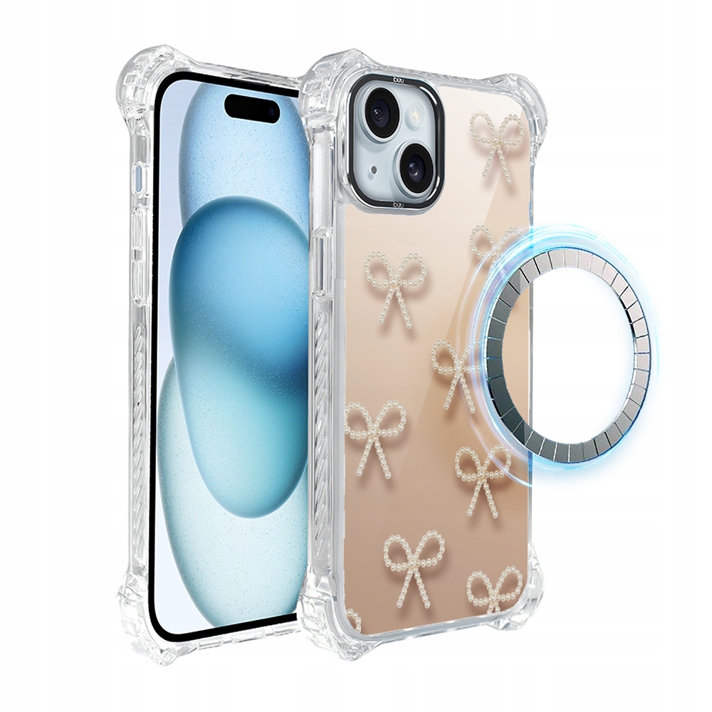 Etui do iPhone 15 Ibizu DropGuard Ultra z MagSafe, Perłowe kokardki