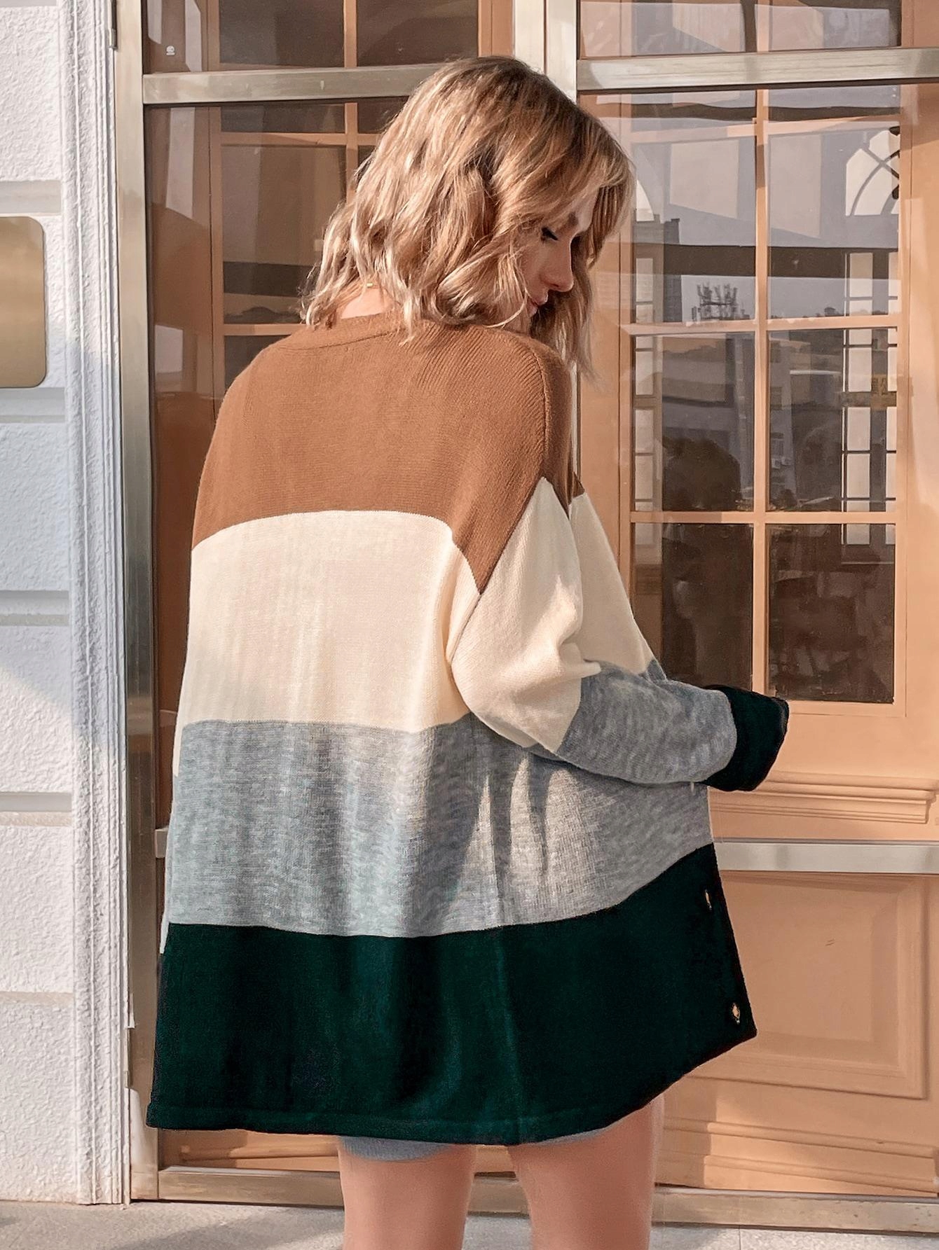 SWETER CIĄŻOWY PASKI BEŻ CZERŃ SHEIN M Kolor wielokolorowy