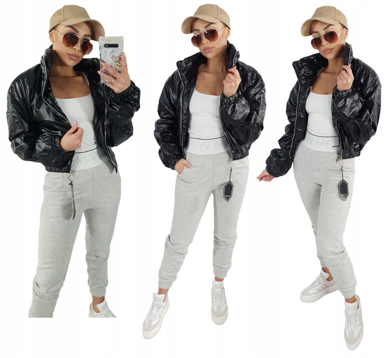 Lekka kurtka damska czarna bomberka KAM4c r UNI Płeć kobieta