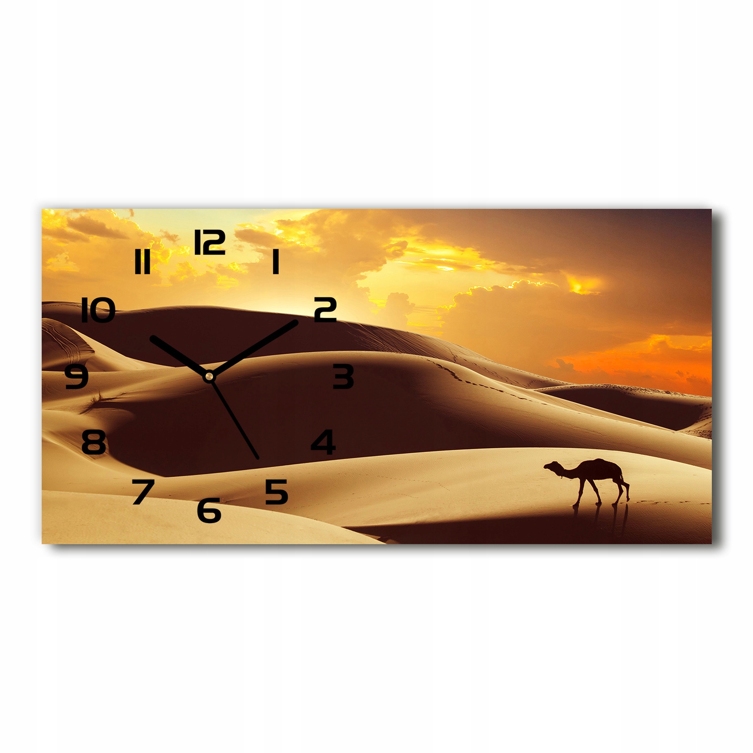 

Piękny szklany zegar ścienny Wielbłąd Sahara 60x30