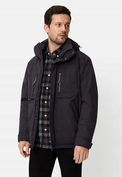 Camel Active Tmavě Modrá Parka Bunda S Odstřihnutou Kapucí 56 6FA