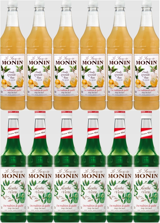 6x Syrop Cloudy Monin baza, 6x Zielona mięta Monin