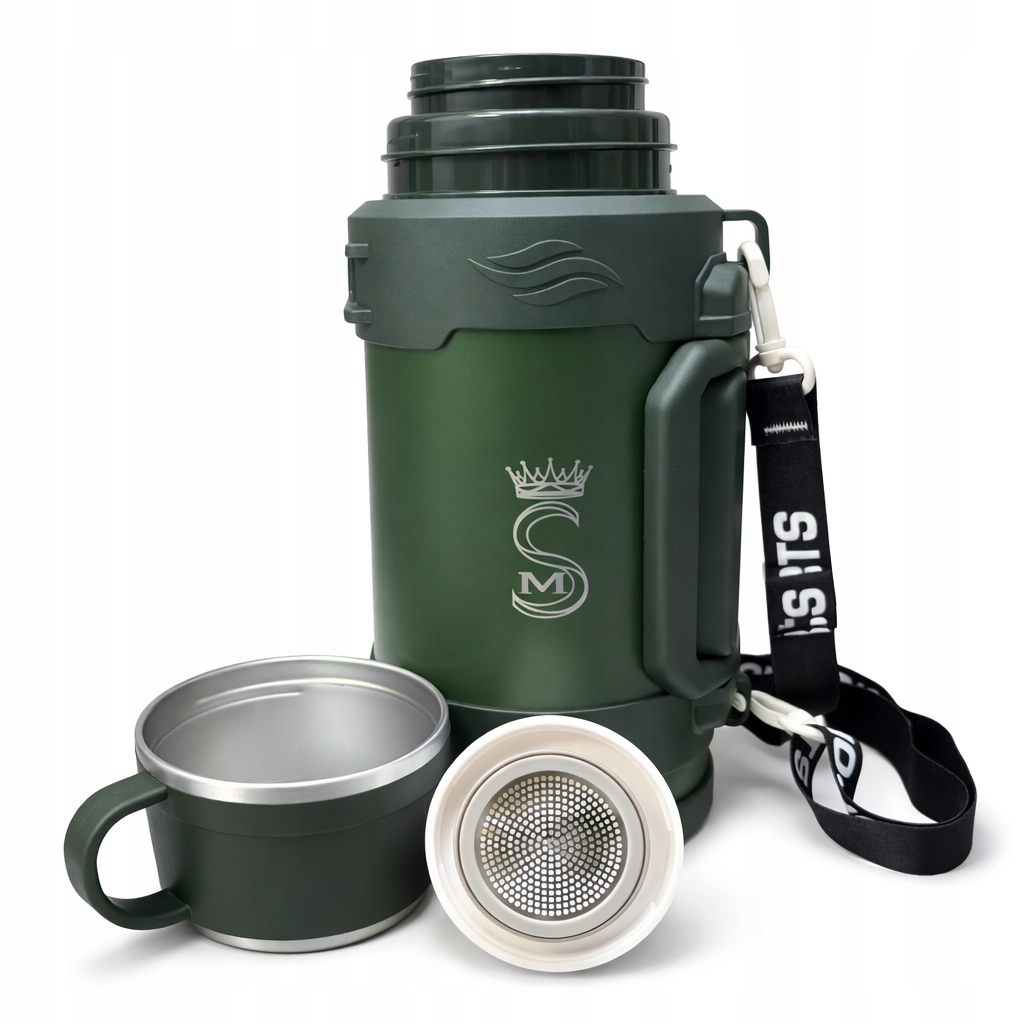 Duży termos turystyczny próżniowy wojskowy militarny stalowy 1700ml premium