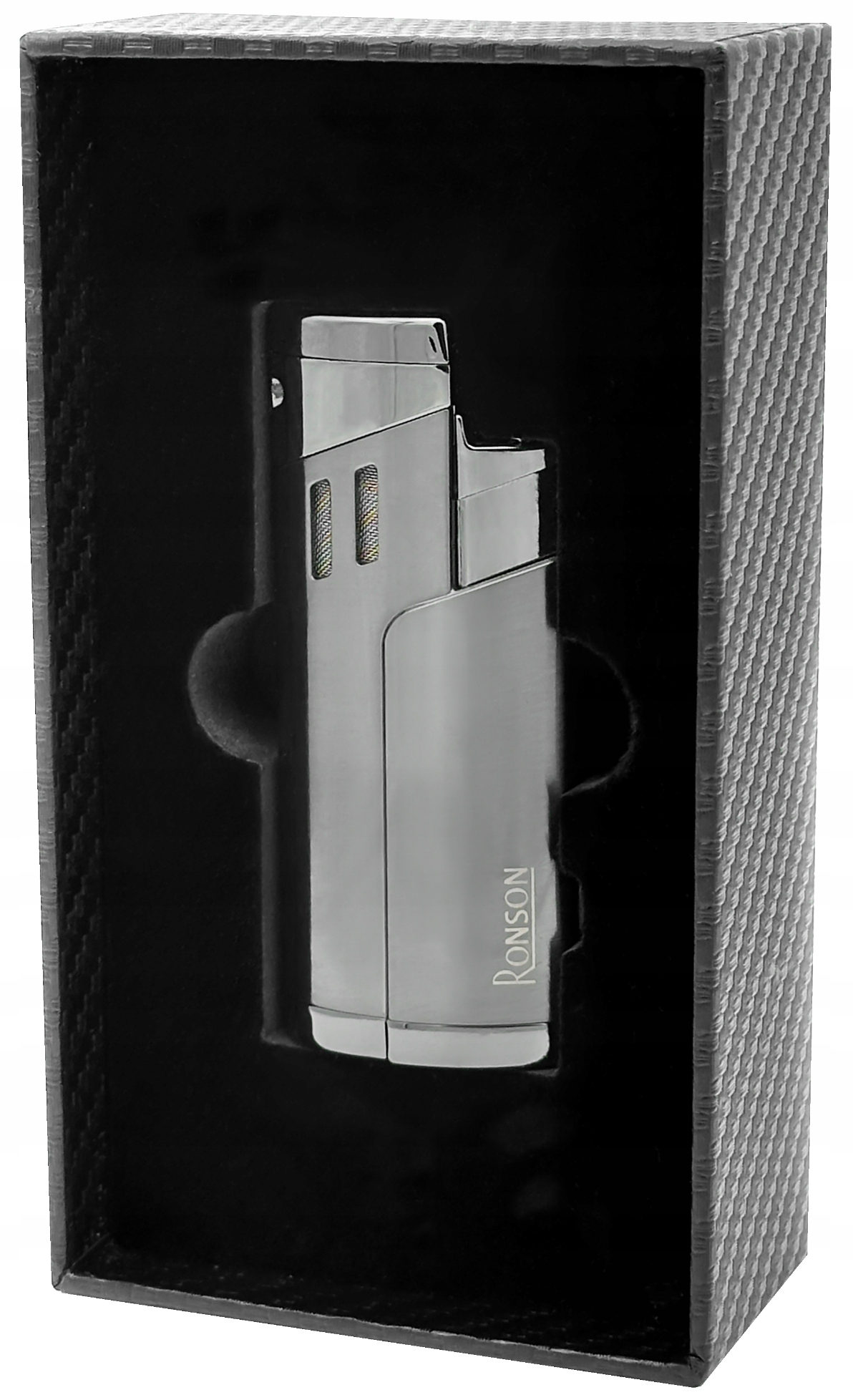 Zapalovač Ronson Cyclon Gun Metal 3 Jet s puncherem pro žárovkové doutníky