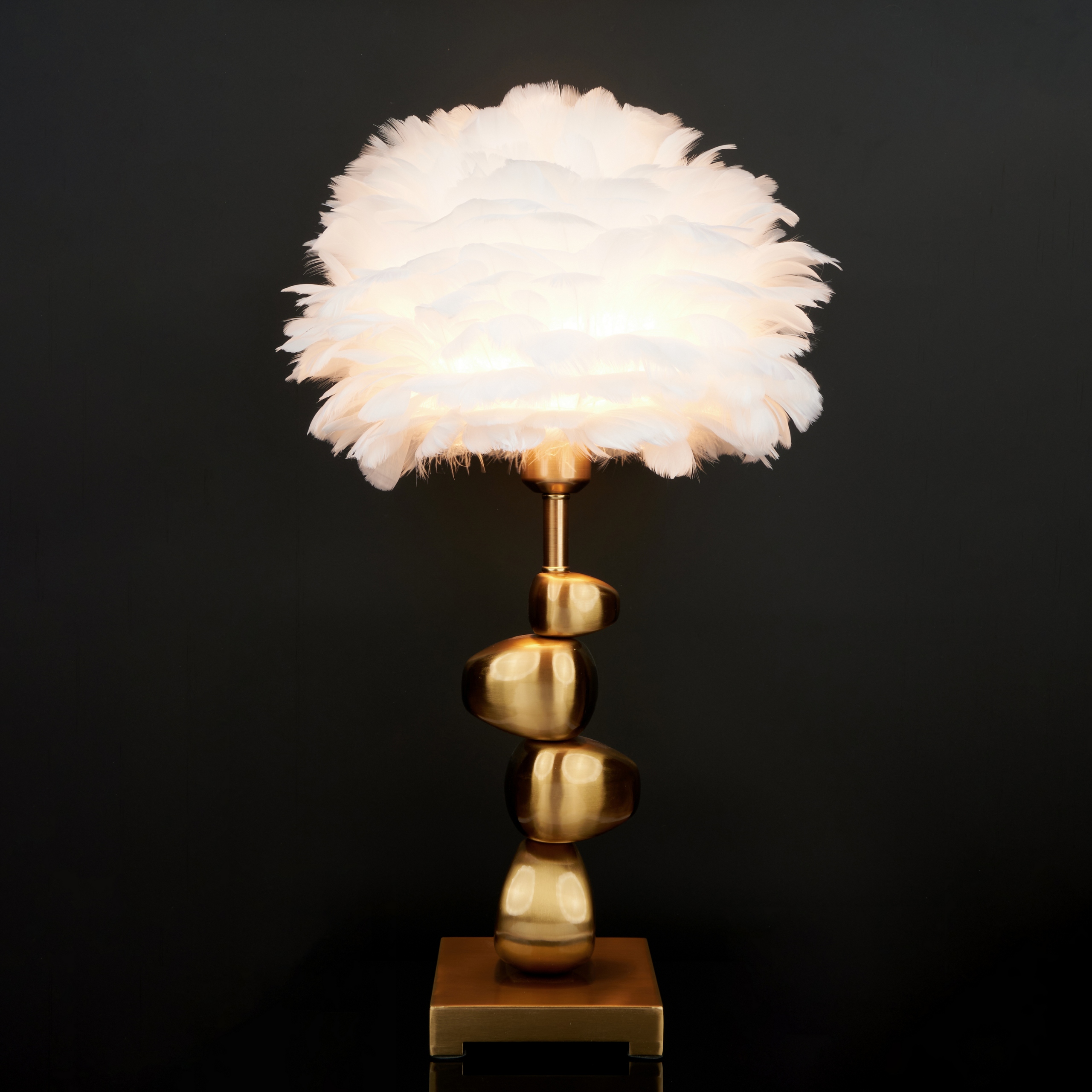 Nočná Lampa S Perím Art Deco Elegantná Stolná Lampa Glamour Berger 7001