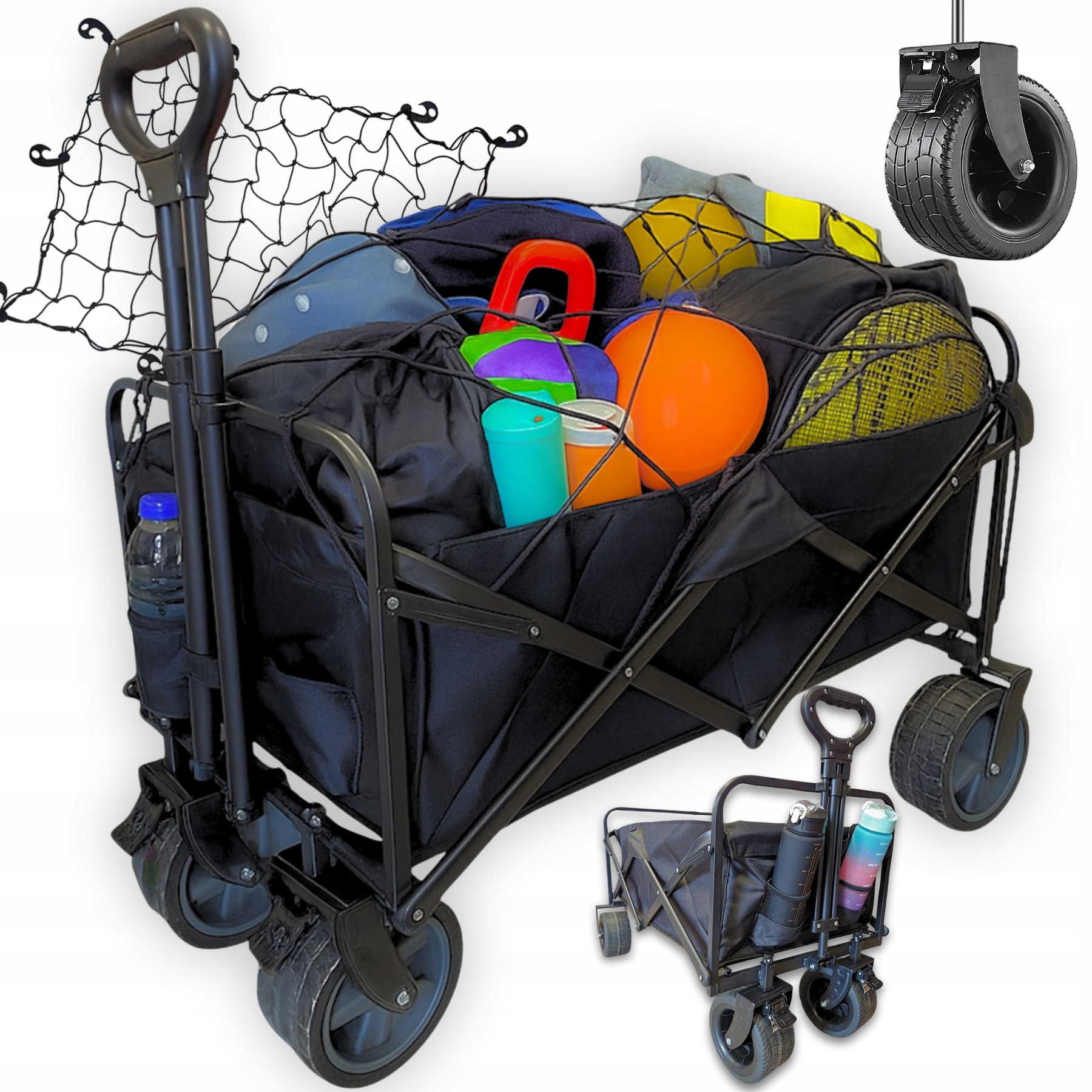 Wózek Transportowy Wózek Plażowy Składany Duży XXL Wózek Ogrodowy Siatka