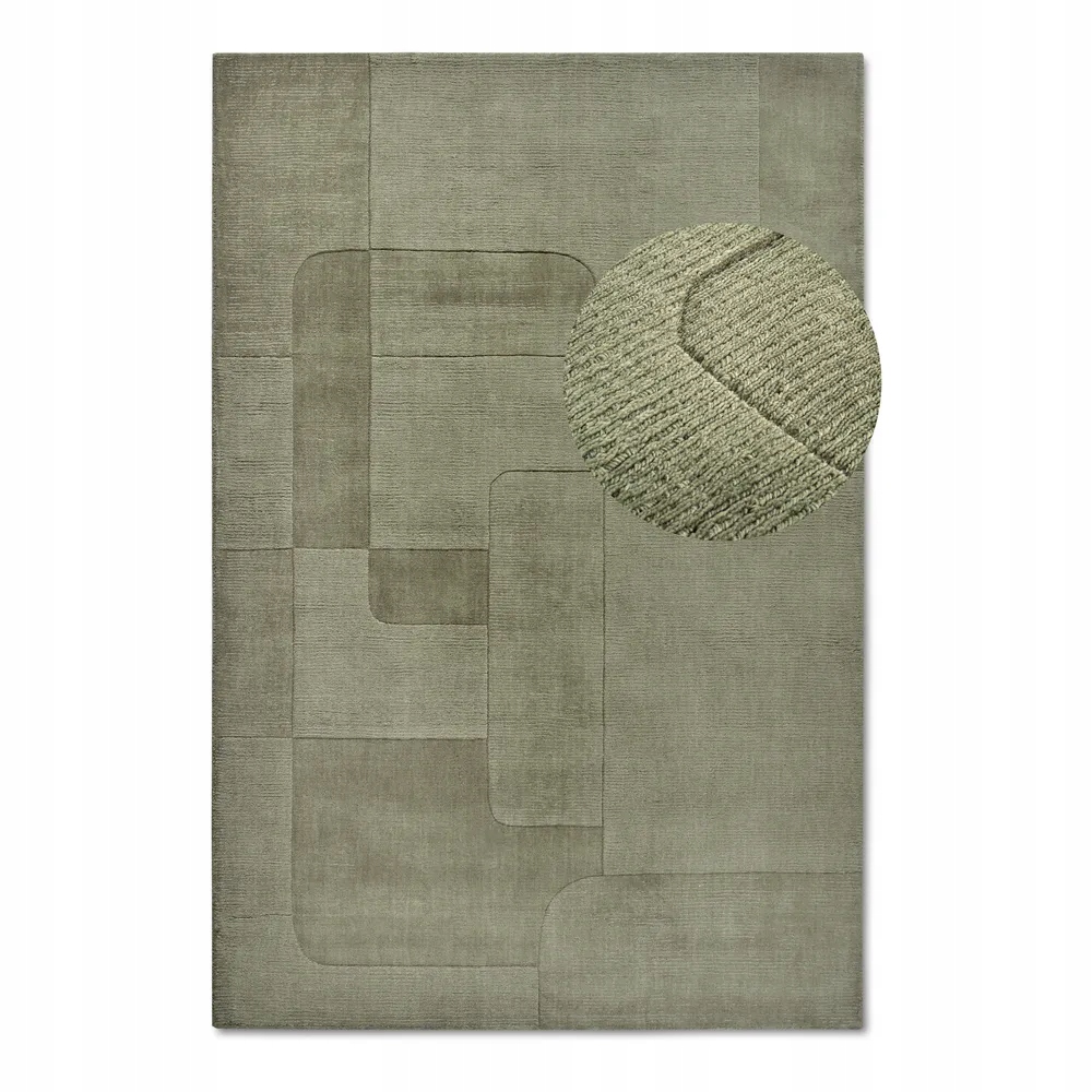 Koberec do obývacího pokoje 190 x 280 cm, zelený, ručně tkaný s 3D efektem