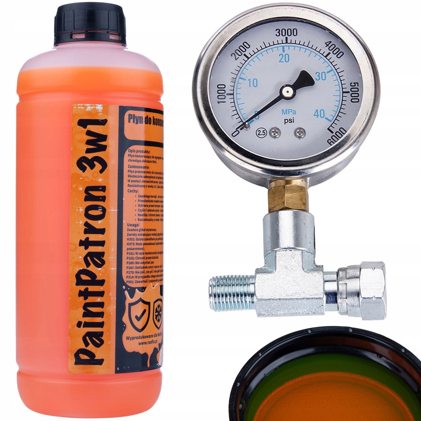 Lineární Manometr Pro Malířský Agregát S Trojúhelníkem 1/4" Kapalina 3V1 1 L