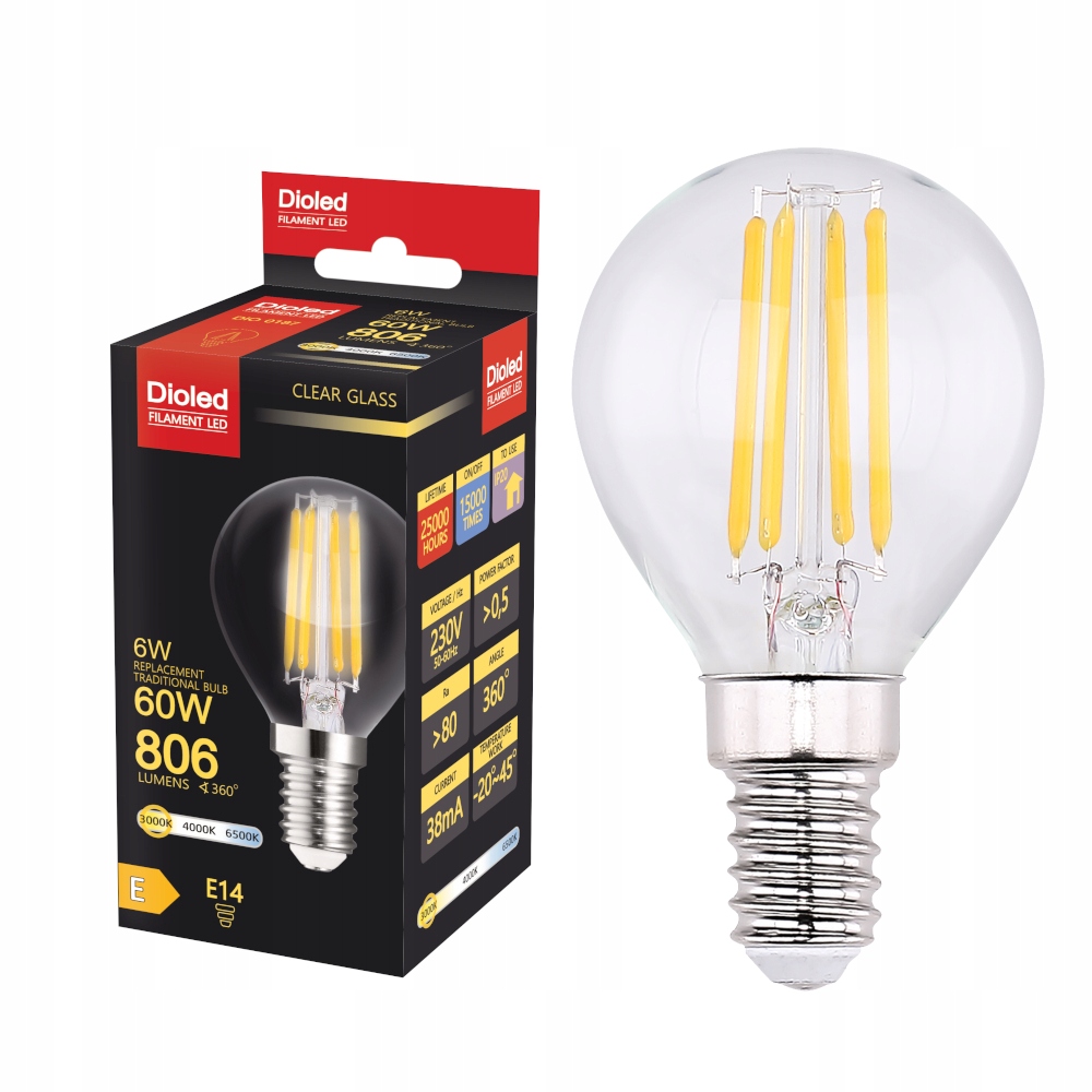 

Żarówka Led E14 6W 806lm ciepła filament edison