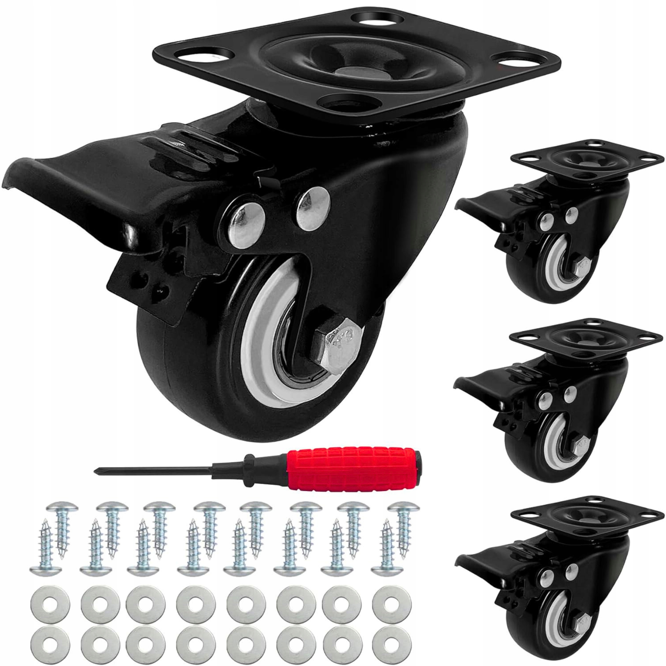 Otočná Kolečka 50 MM S Aretací, Zatížení Až 280 Kg, 4 Kusy S Příslušenstvím