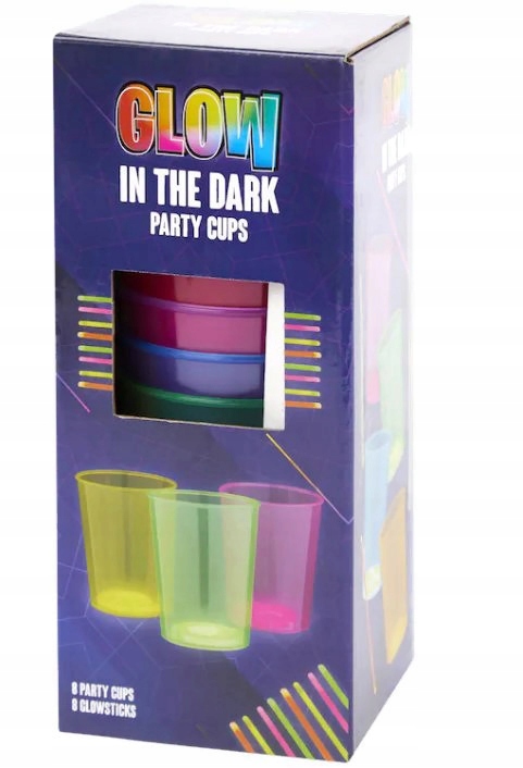KUBKI IMPREZOWE ŚWIECĄCE W CIEMNOŚĆI 8 sztuk Wielokolorowe Marka inna