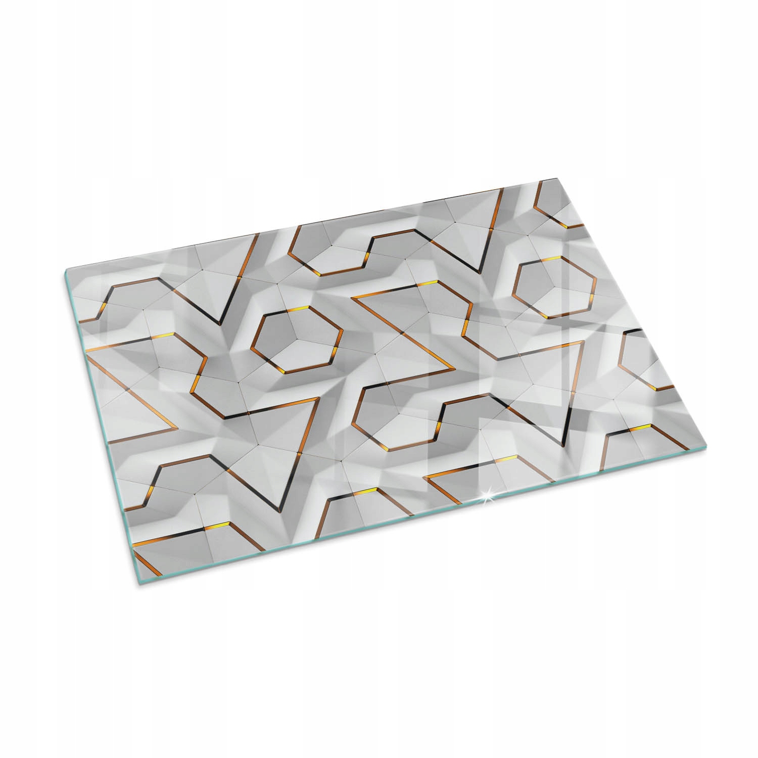 Sklenená kalená ochranná podložka pod pec 100 x 70 cm Geometrický 3D vzor