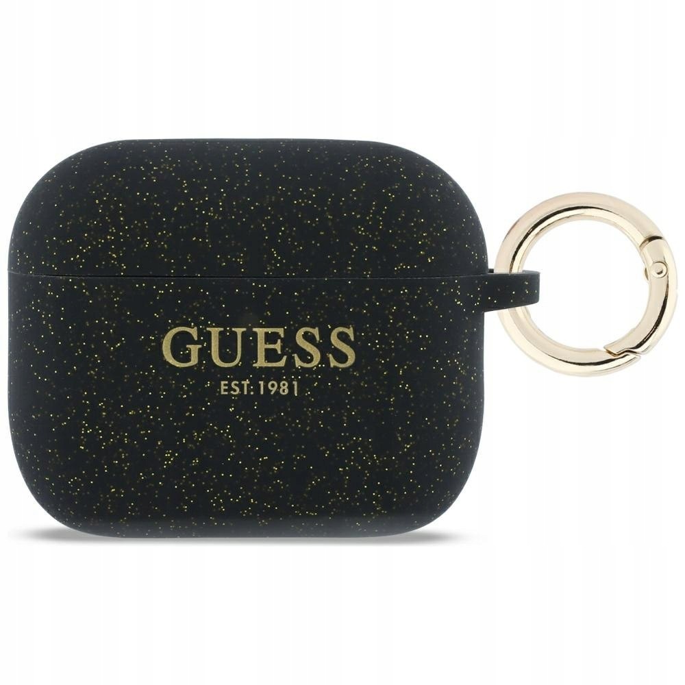 Etui Guess Silicone Glitter Ring do AirPods Pro 3 czarny