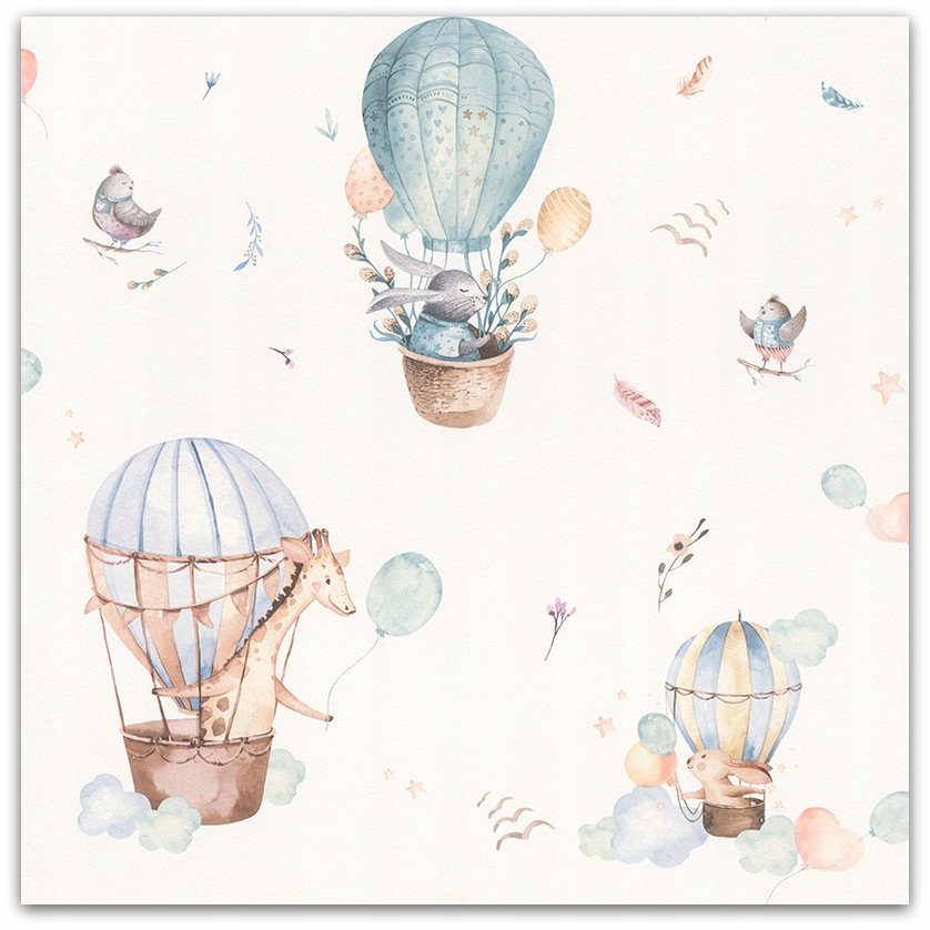 Tapeta dziecięca Balony NIEBIESKIE ZWIERZĄTKA flizelinowa