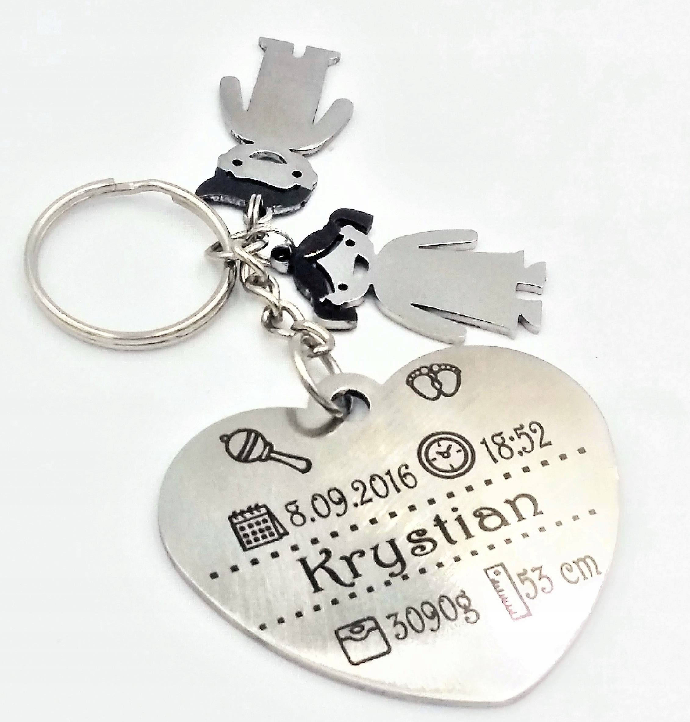 

Metryczka Personalizowany Brelok z dziećmi Grawer