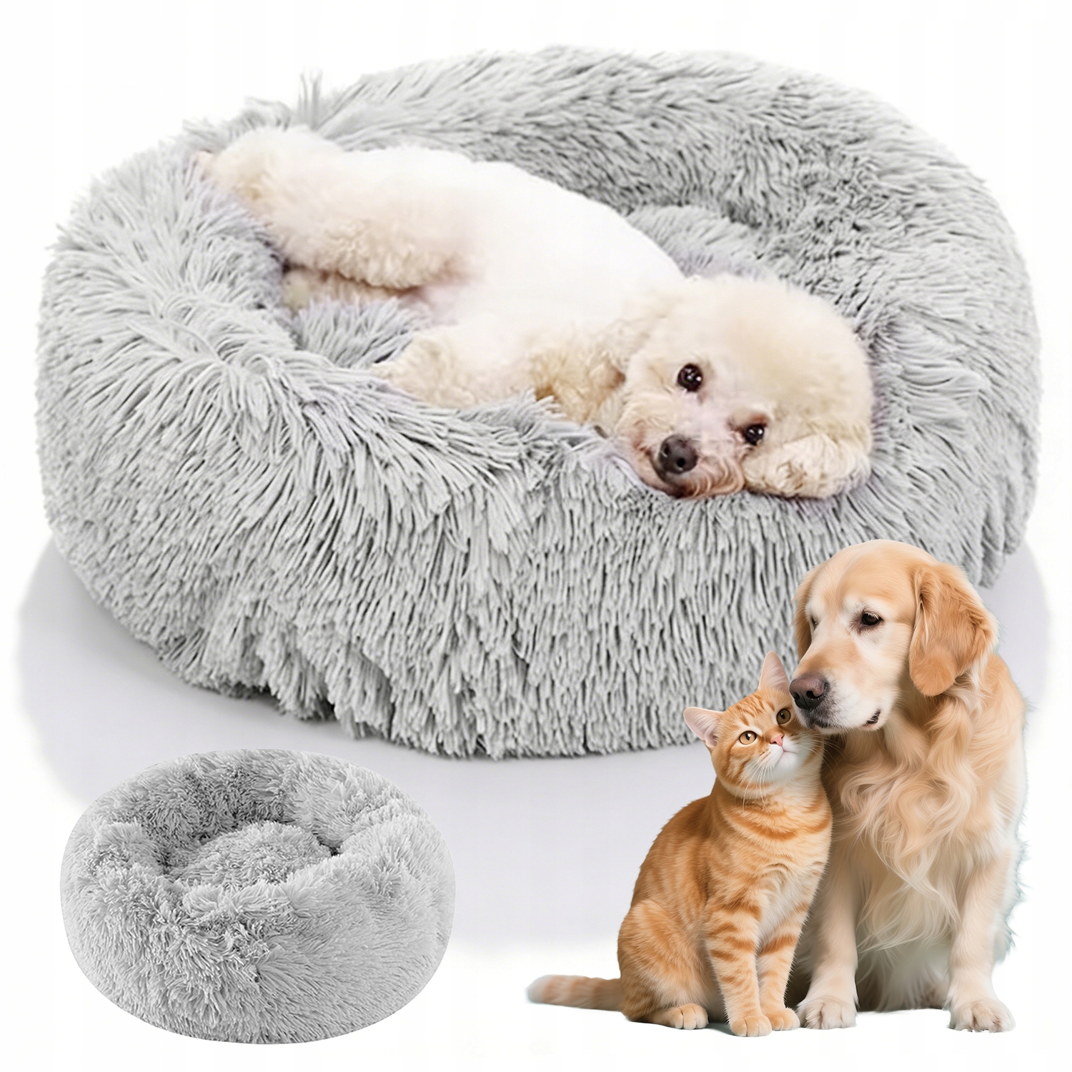 Levně Pelíšek Pro Zvířata Kulaté, Měkké S Dlouhými Štětinami Pro Kočky A Psy