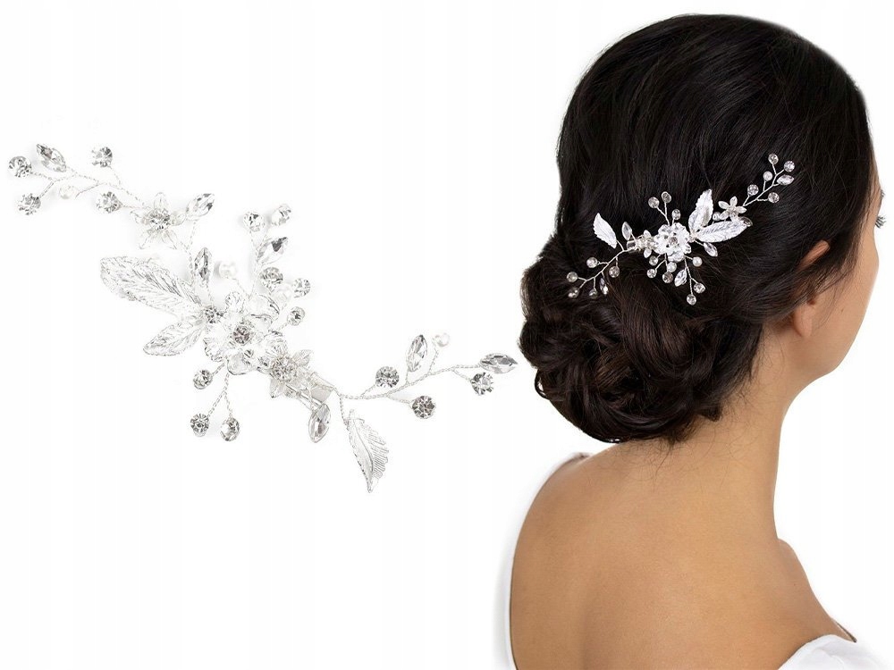 OZDOBA ŚLUBNA do włosów SPINKA do włosów - kolor srebrny - Rodzaj grzebyk
