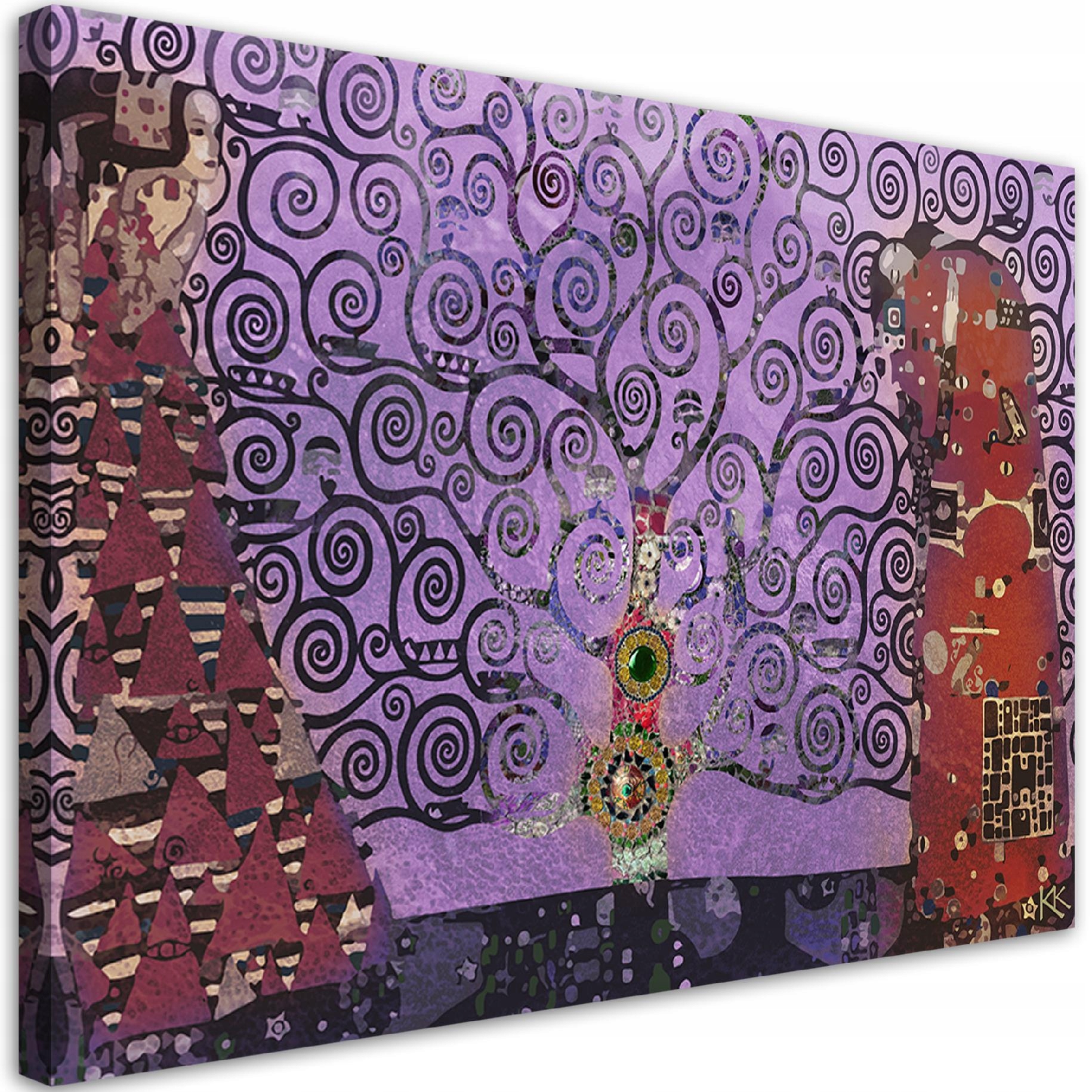 Obraz, Fialový strom života, abstrakcia Gustav Klimt 90x60