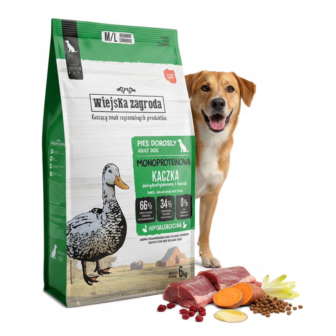 Wiejska Zagroda Monobiałkowa monoproteinowa Kaczka Adult Dog M/L 6kg