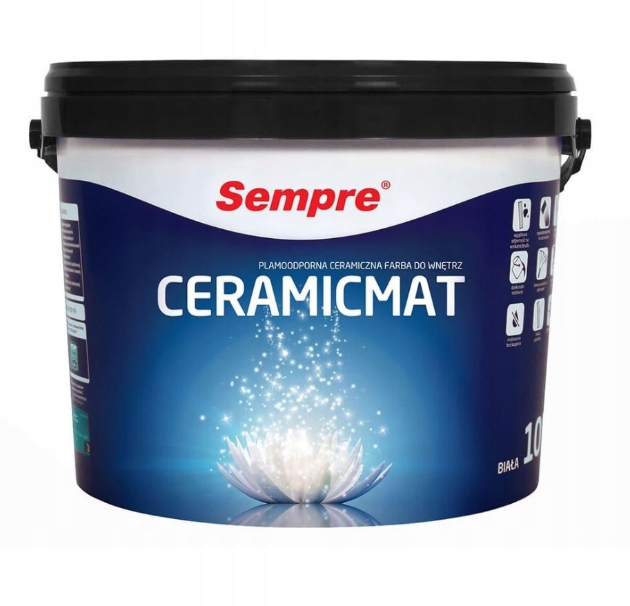 Keramická farba odolná voči škvrnám Sempre Ceramicmat do interiéru biela 10 L