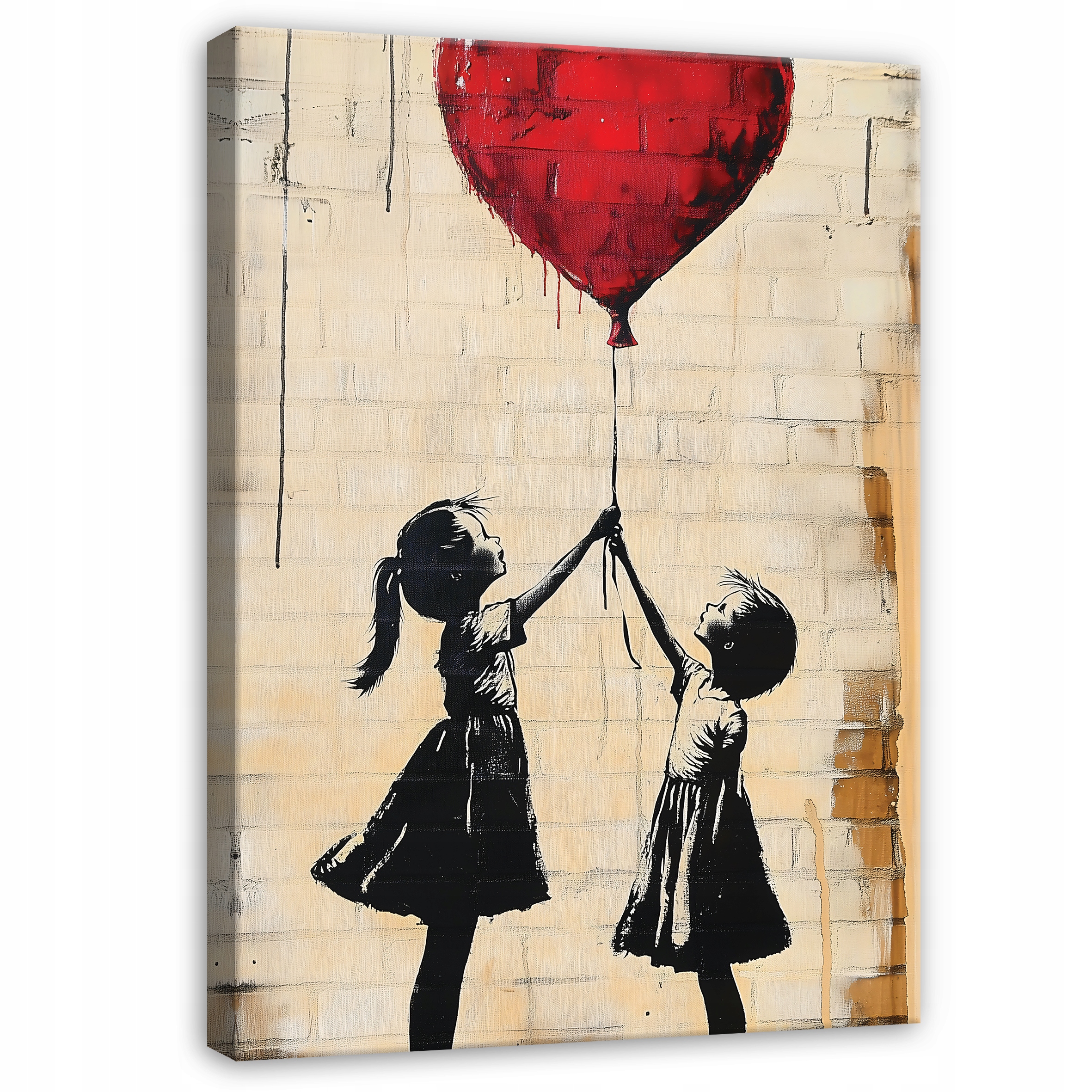 Obraz 80x120 Děti a koule srdce-kula Banksy pouliční umění graffiti