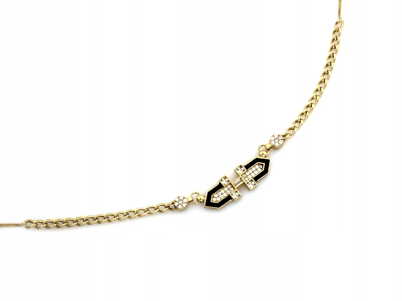Zlatý náhrdelník 585 14k s černými zirkony, hmotnost 4.50 g, 45 cm