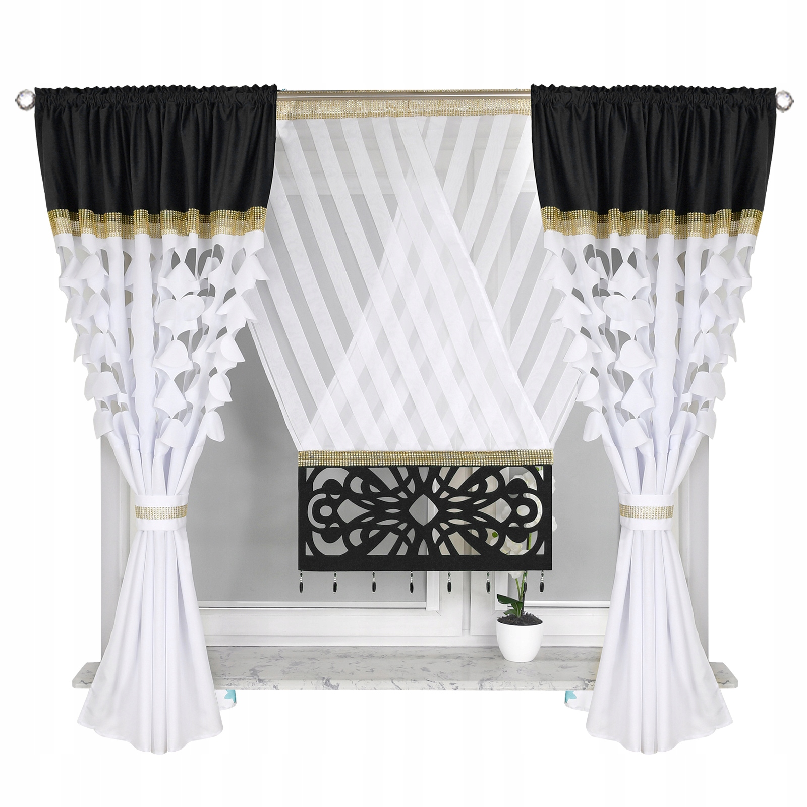 Firana Gotowa Z Panelem 300 X 160 CM Firany Cyrkonie