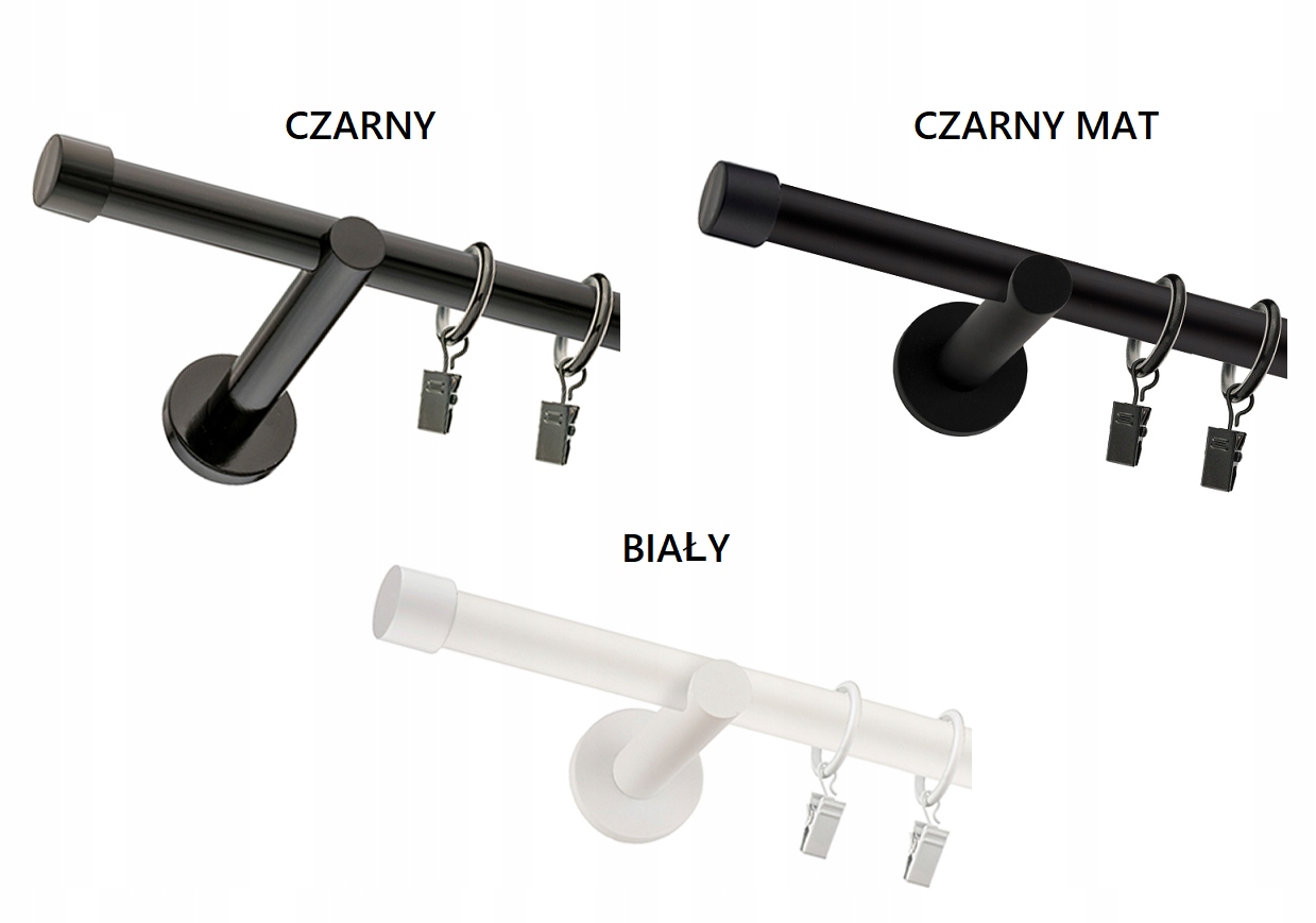 KARNISZ POJEDYNCZY PROSTY 25mm 200cm BIAŁY CZARNY Rodzaj karnisza pojedynczy